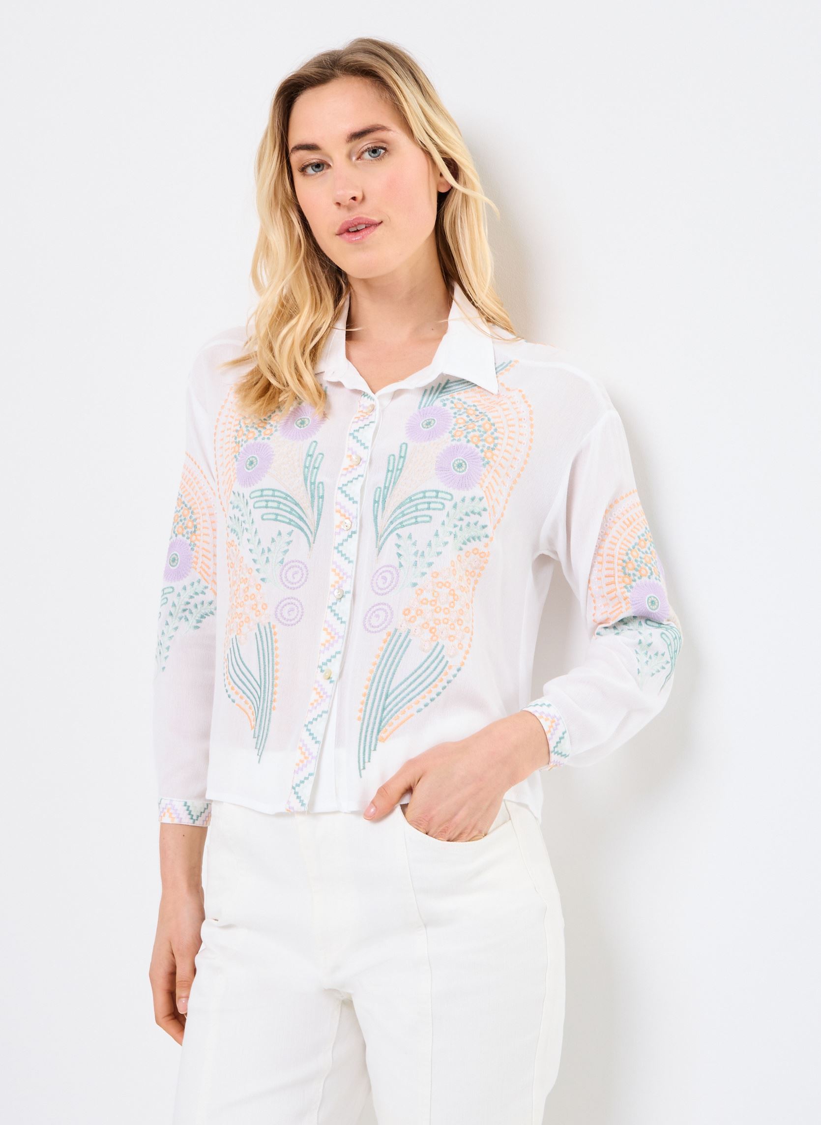 Chemises manches longues M04B118 femme blanc Meisïe Chemises manches longues M04B118 femme blanc PONY