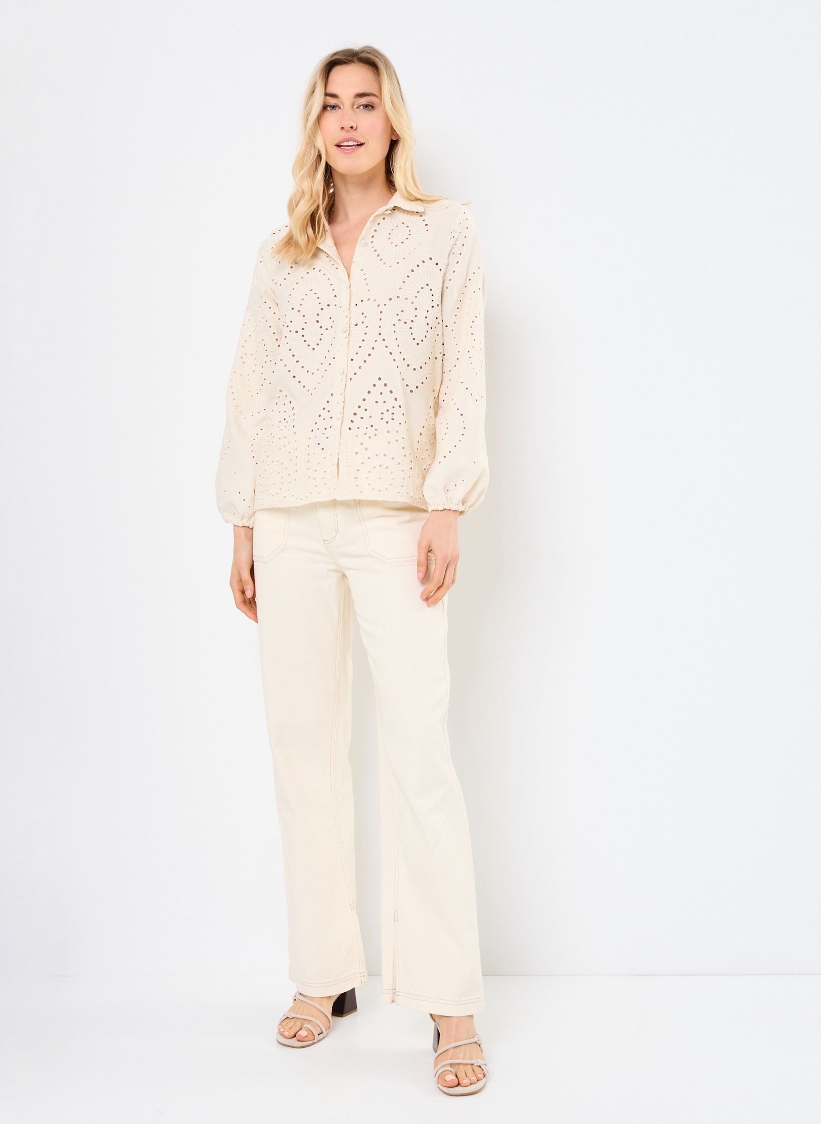 Chemises manches longues M04B120 femme blanc Meisïe Chemises manches longues M04B120 femme blanc IVORY