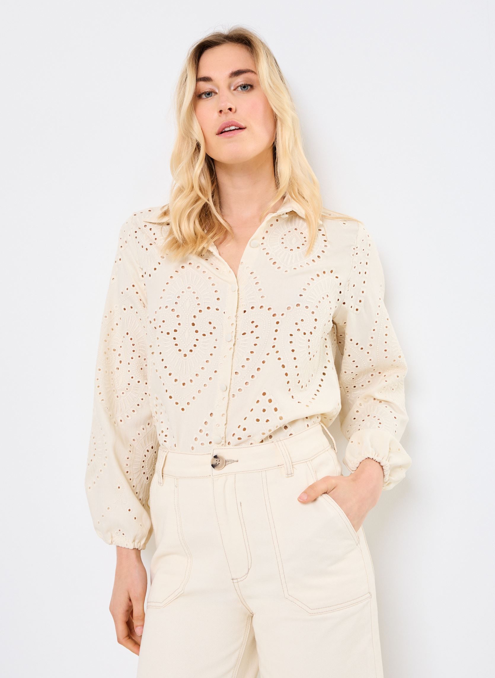 Chemises manches longues M04B120 femme blanc Meisïe Chemises manches longues M04B120 femme blanc IVORY