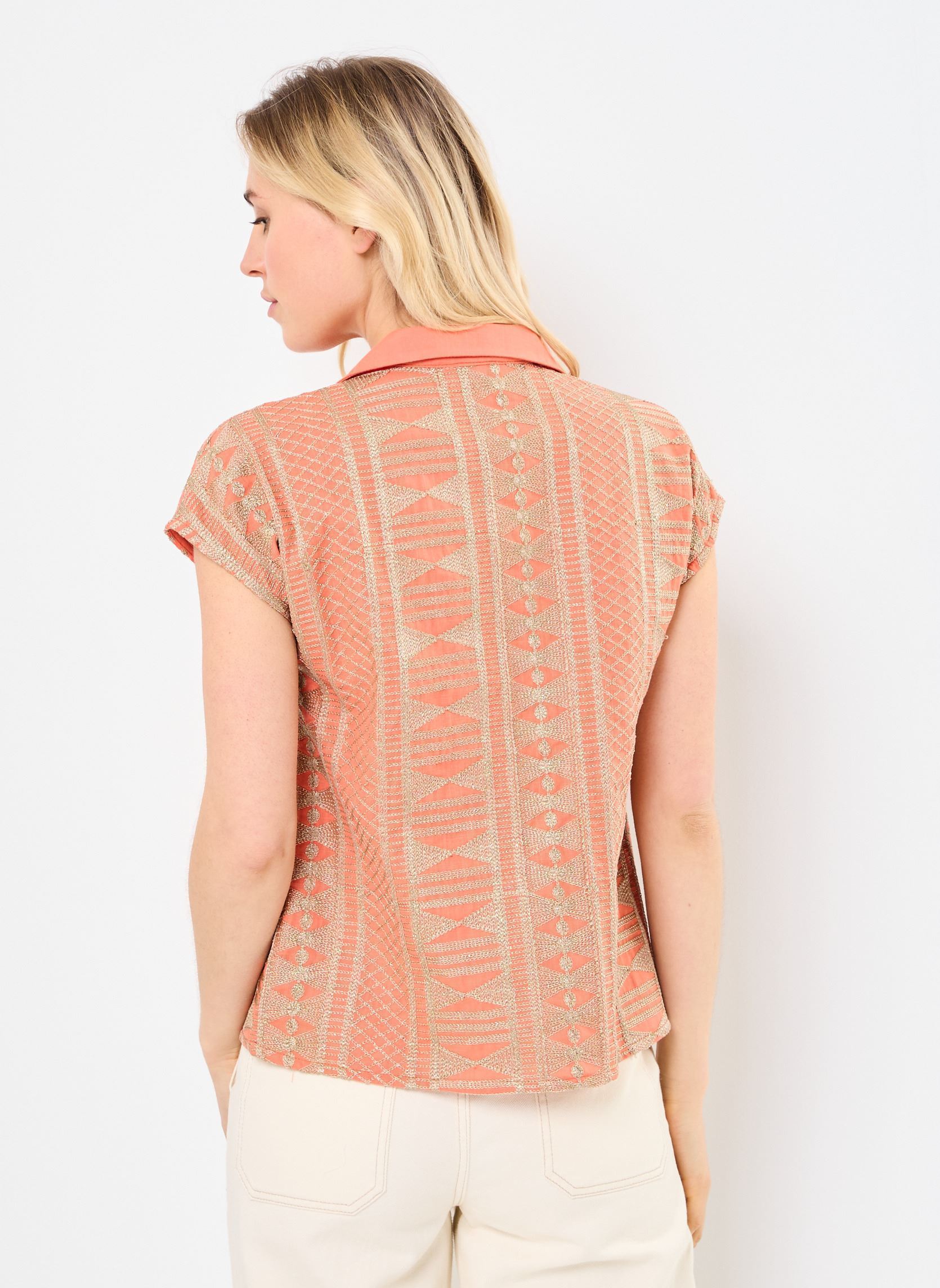 Chemises manches courtes M04B123 femme orange Meisïe Chemises manches courtes M04B123 femme orange HYPE