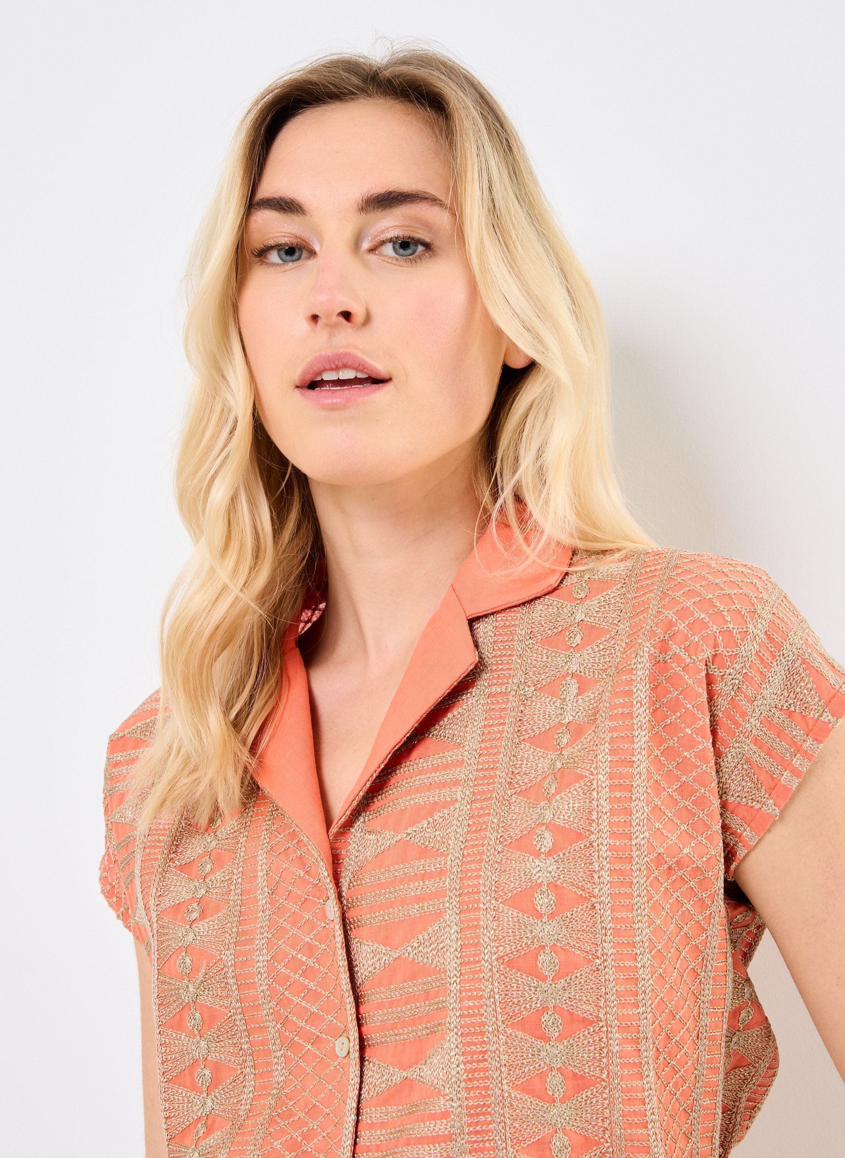Chemises manches courtes M04B123 femme orange Meisïe Chemises manches courtes M04B123 femme orange HYPE