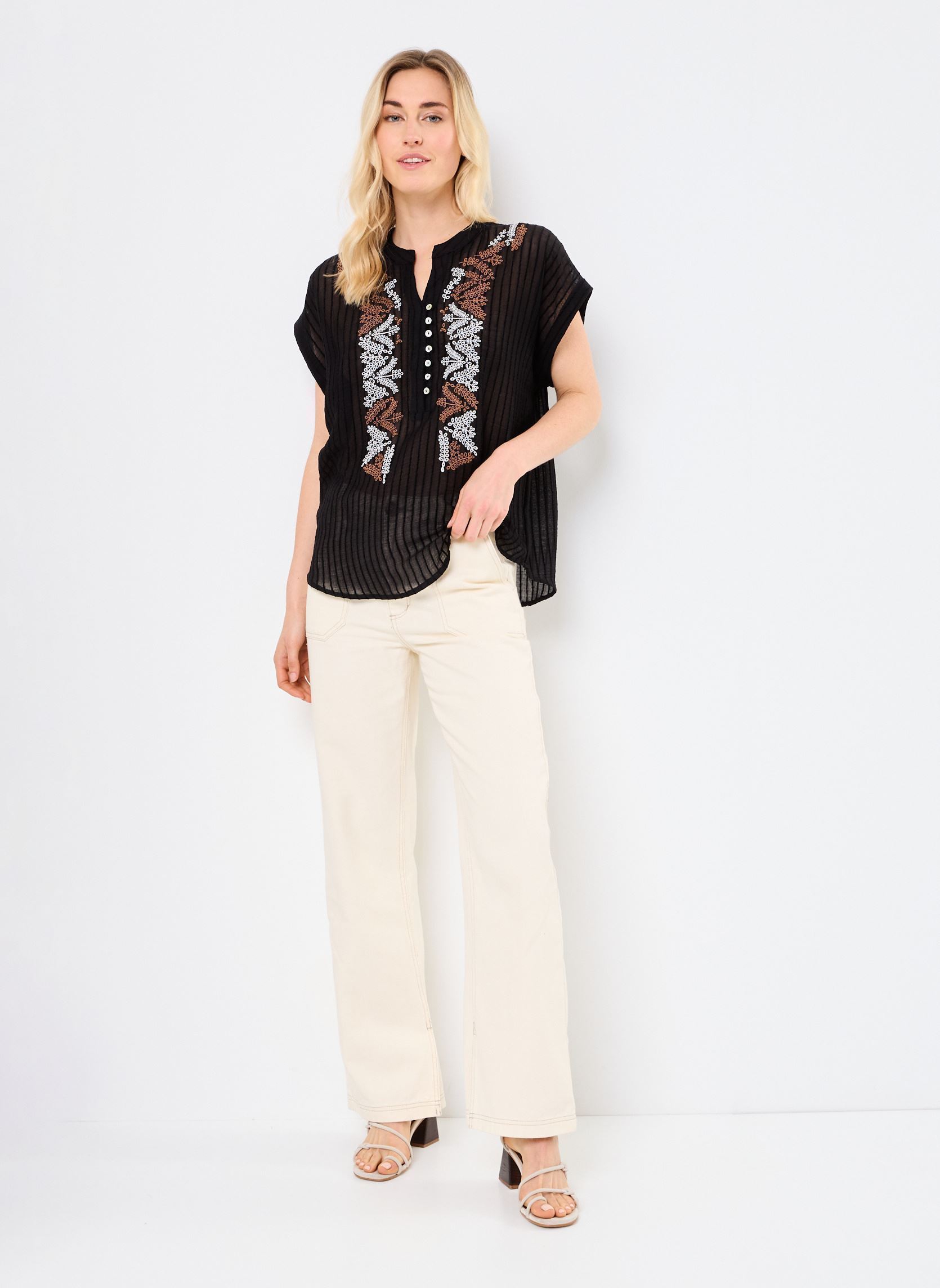 Kurzarm-Blusen M04B129 damen schwarz Meisïe Kurzarm-Blusen M04B129 damen schwarz LAVA
