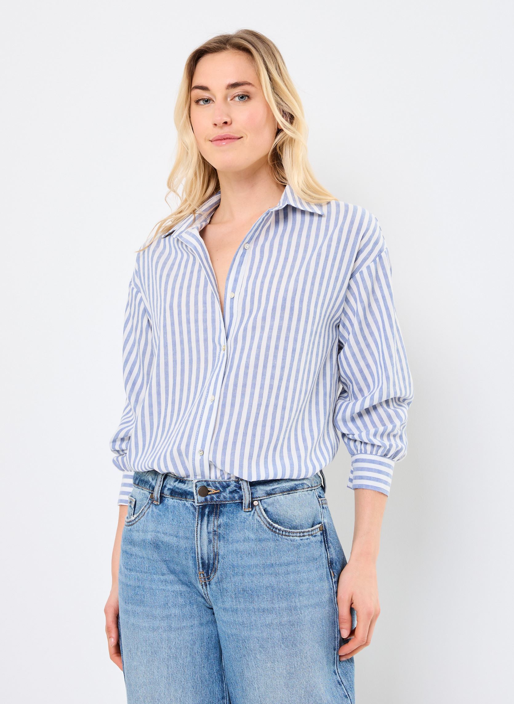 Chemises manches longues M04B132 femme bleu Meisïe Chemises manches longues M04B132 femme bleu VENUS