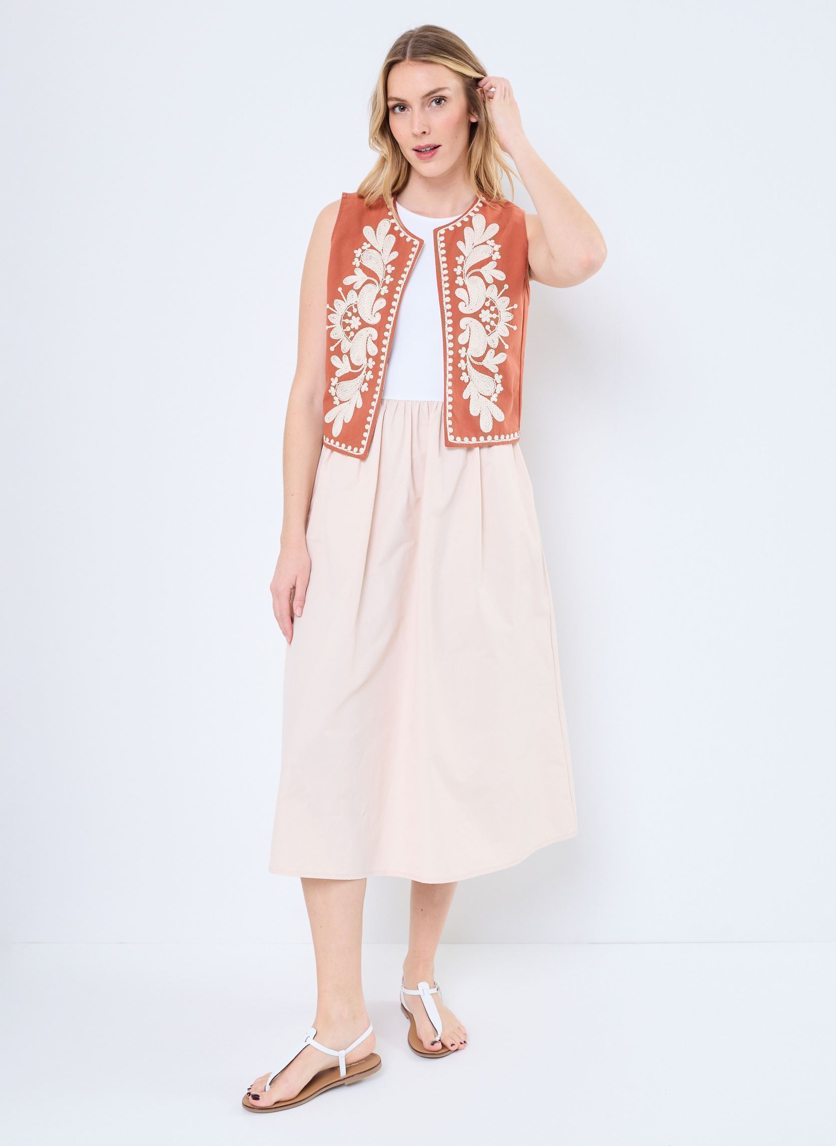Vestes sans manches M04J03 femme orange Meisïe Vestes sans manches M04J03 femme orange CERAMIC