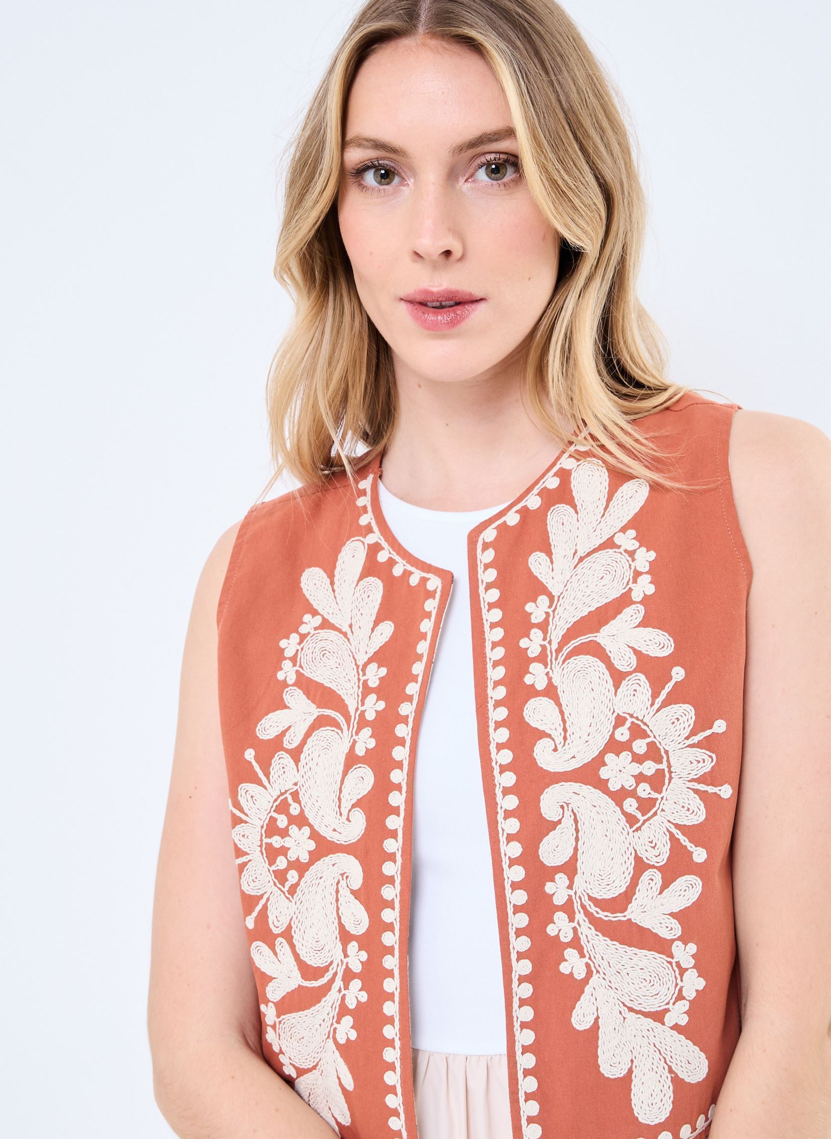 Vestes sans manches M04J03 femme orange Meisïe Vestes sans manches M04J03 femme orange CERAMIC