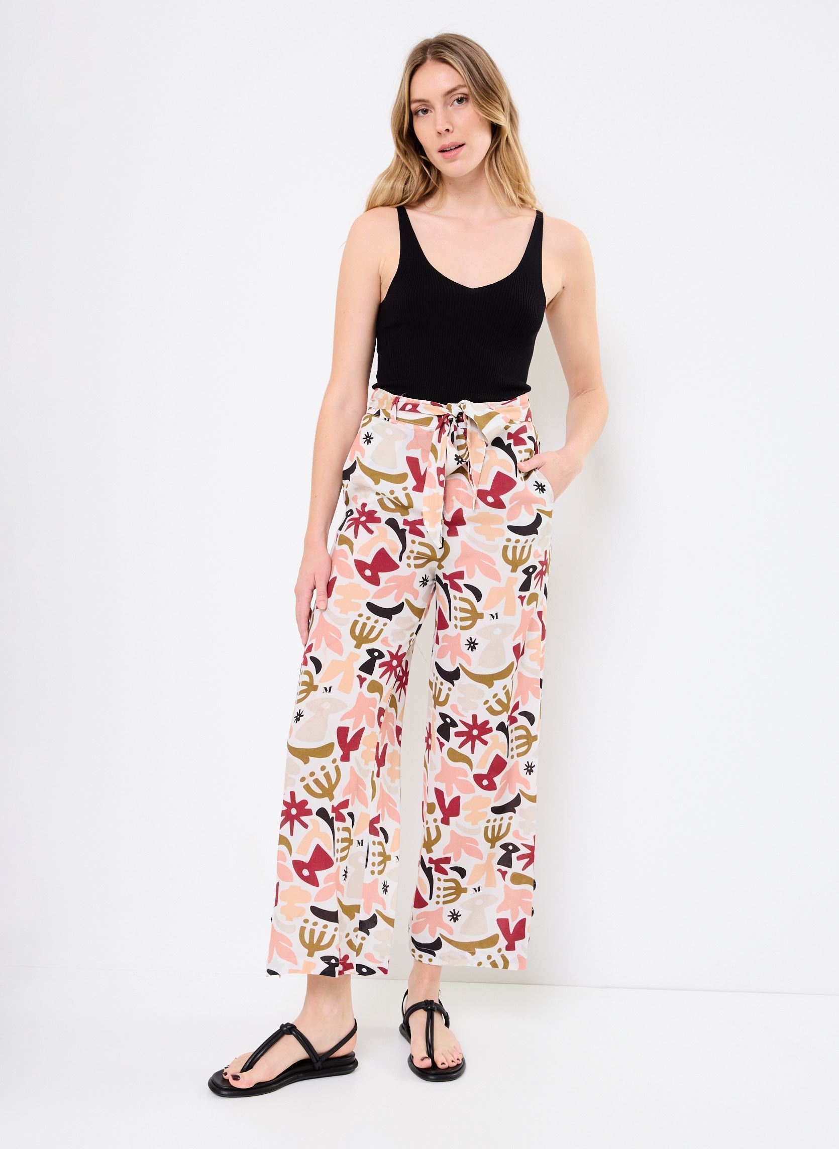 Pantalones rectos M05P130 mujer multicolor Meisïe Pantalones rectos M05P130 mujer multicolor CHERRY