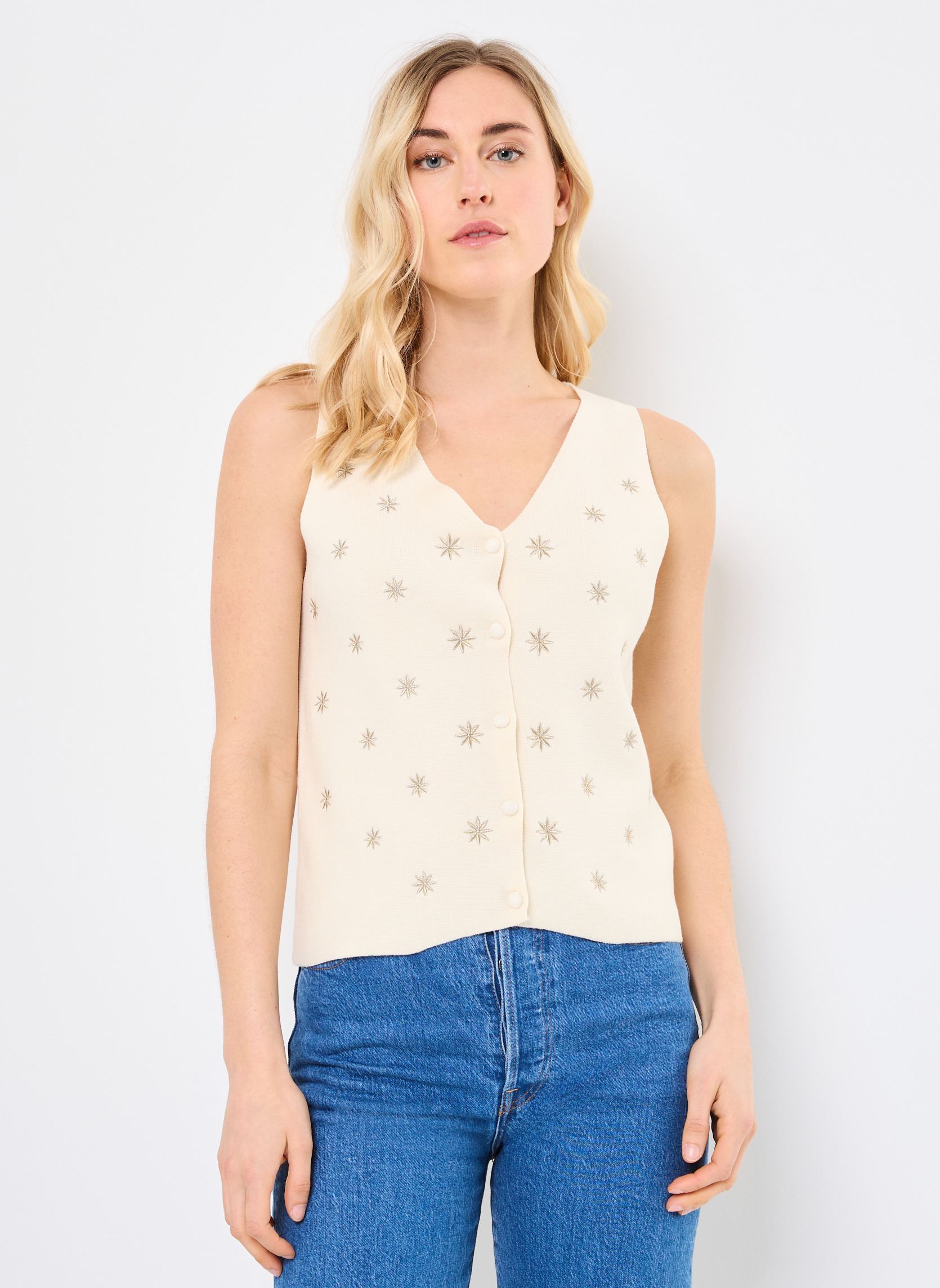 Chalecos M114K02 mujer blanco Meisïe Chalecos M114K02 mujer blanco IVORY