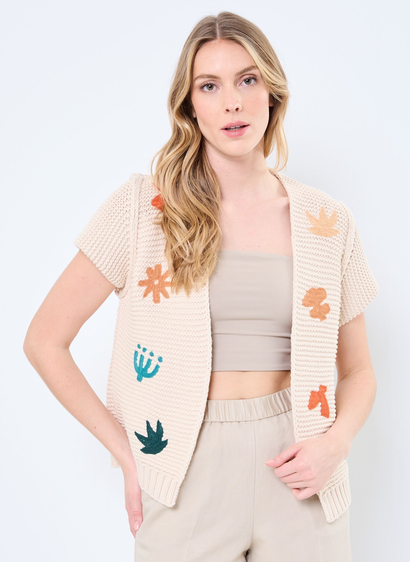 Vesten M114K04 dames wit Meisïe Vesten M114K04 dames wit IVORY