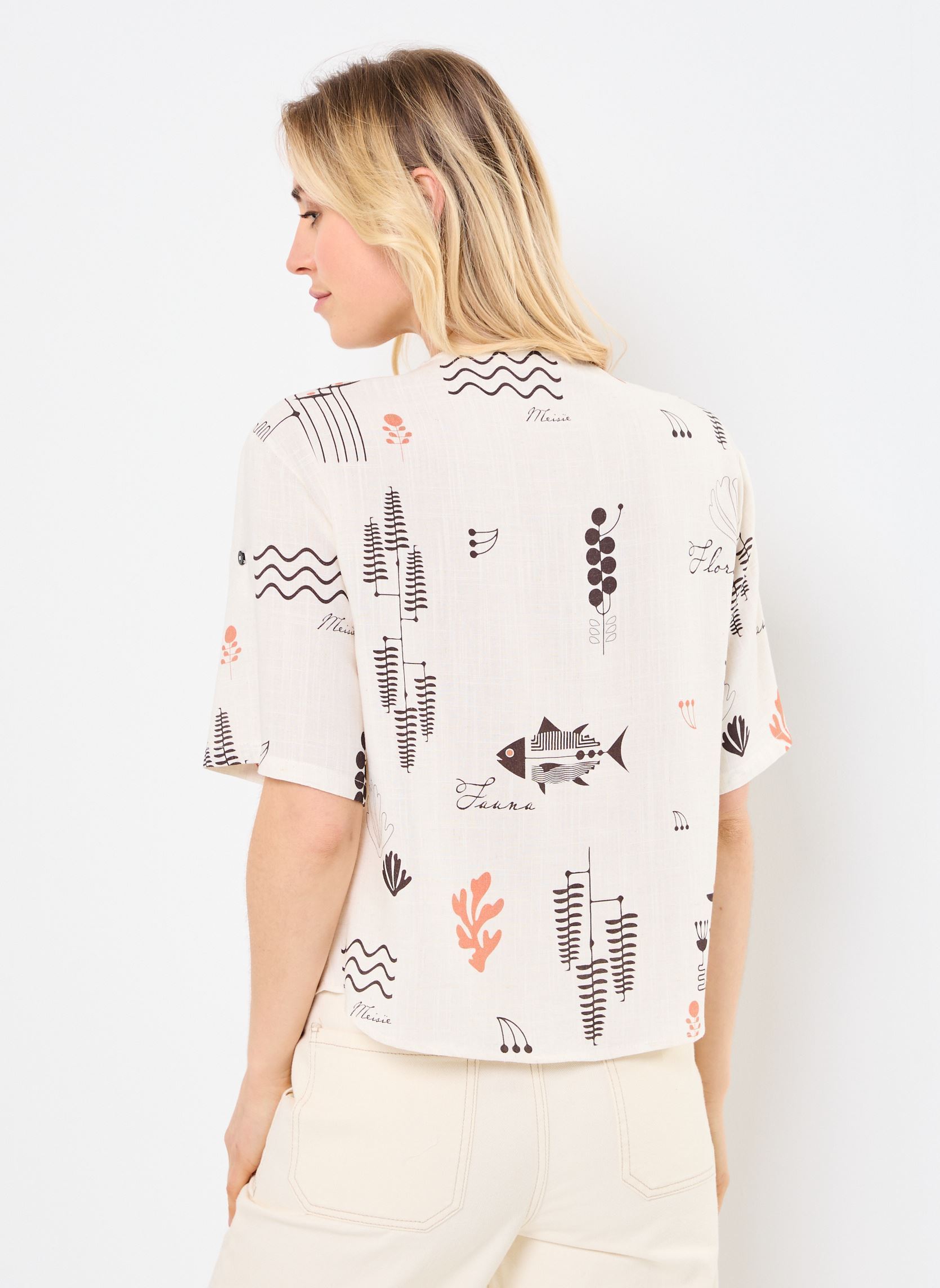 Korte mouw overhemden M99B05 dames wit Meisïe Korte mouw overhemden M99B05 dames wit IVORY