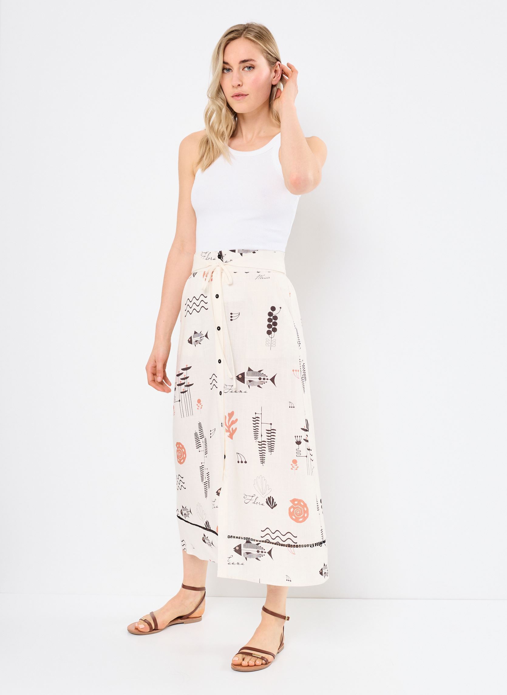 Midi-Röcke M99F05 damen weiß Meisïe Midi-Röcke M99F05 damen weiß IVORY