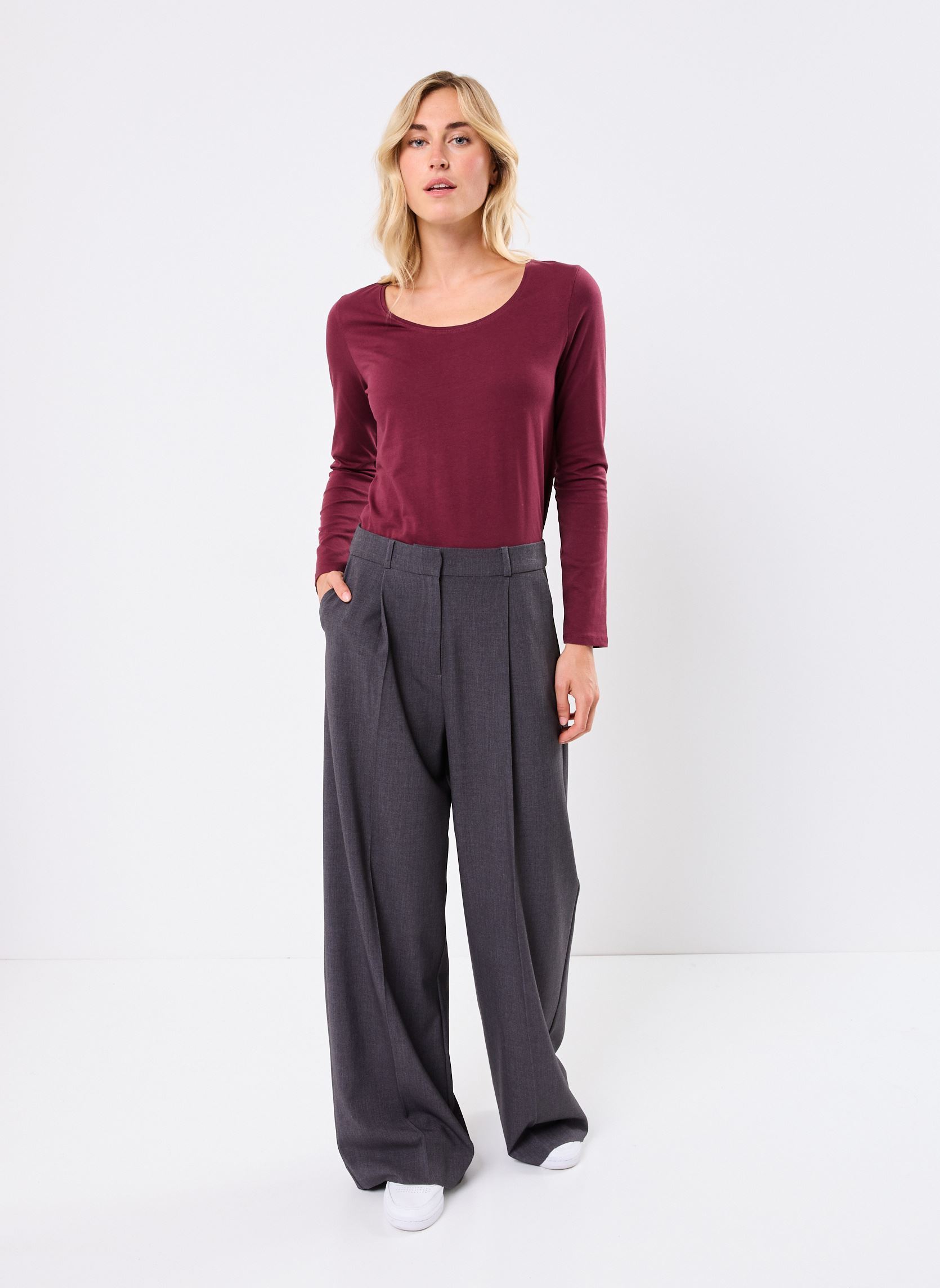 Pantalons larges PLICITY femme gris MADE BY Pantalons larges PLICITY femme gris MELANGED GREY