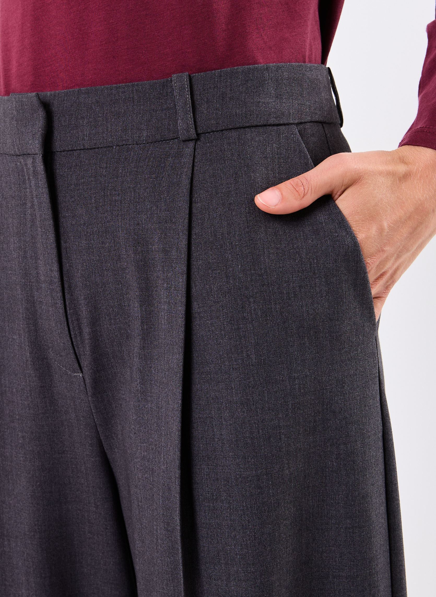 Pantalons larges PLICITY femme gris MADE BY Pantalons larges PLICITY femme gris MELANGED GREY