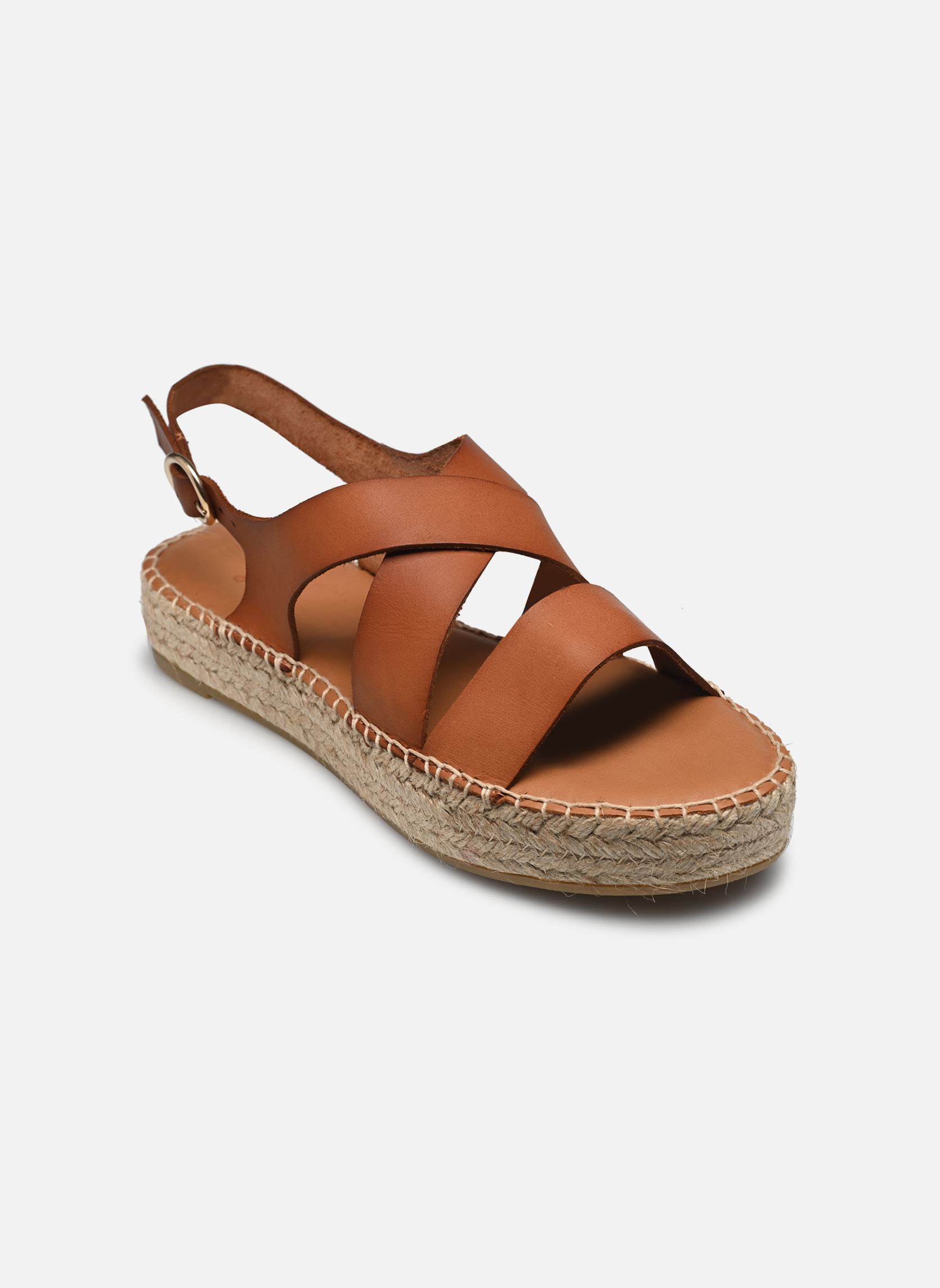 Espadrillas con zeppa e plateau Chantal donna marrone Odaje Espadrillas con zeppa e plateau Chantal donna marrone CUIR COGNAC