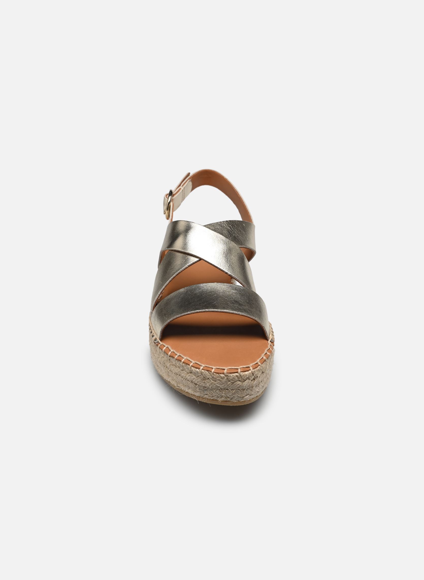 Espadrilles compensées et plateformes Chantal femme or et bronze Odaje Espadrilles compensées et plateformes Chantal femme or et bronze CUIR GRAINÉ CHAMPAGNE