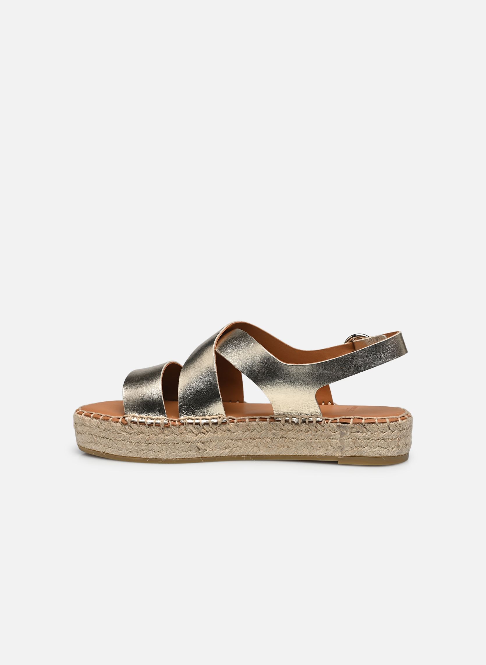 Espadrilles compensées et plateformes Chantal femme or et bronze Odaje Espadrilles compensées et plateformes Chantal femme or et bronze CUIR GRAINÉ CHAMPAGNE