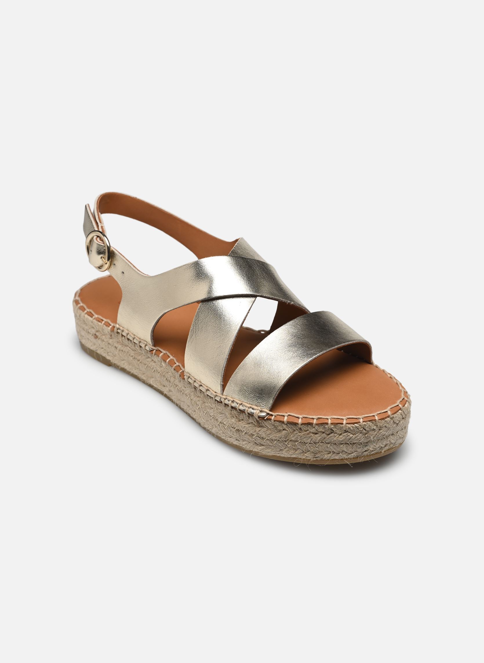 Espadrilles compensées et plateformes Chantal femme or et bronze Odaje Espadrilles compensées et plateformes Chantal femme or et bronze CUIR GRAINÉ CHAMPAGNE