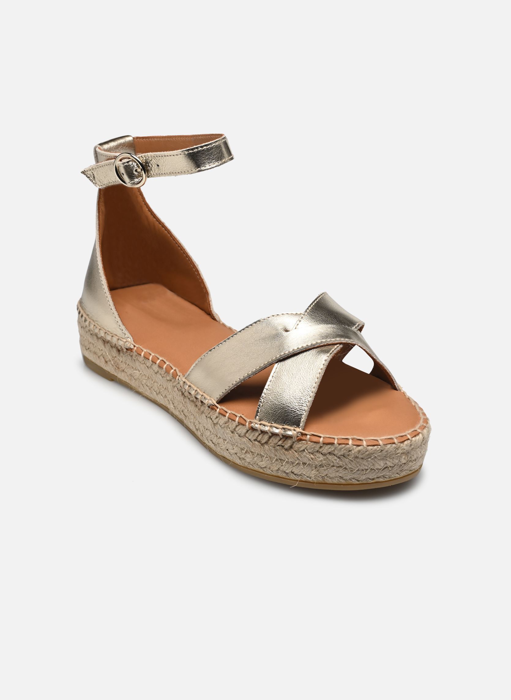 Espadrillas con zeppa e plateau Catherine donna oro e bronzo Odaje Espadrillas con zeppa e plateau Catherine donna oro e bronzo CUIR GRAINÉ CHAMPAGNE