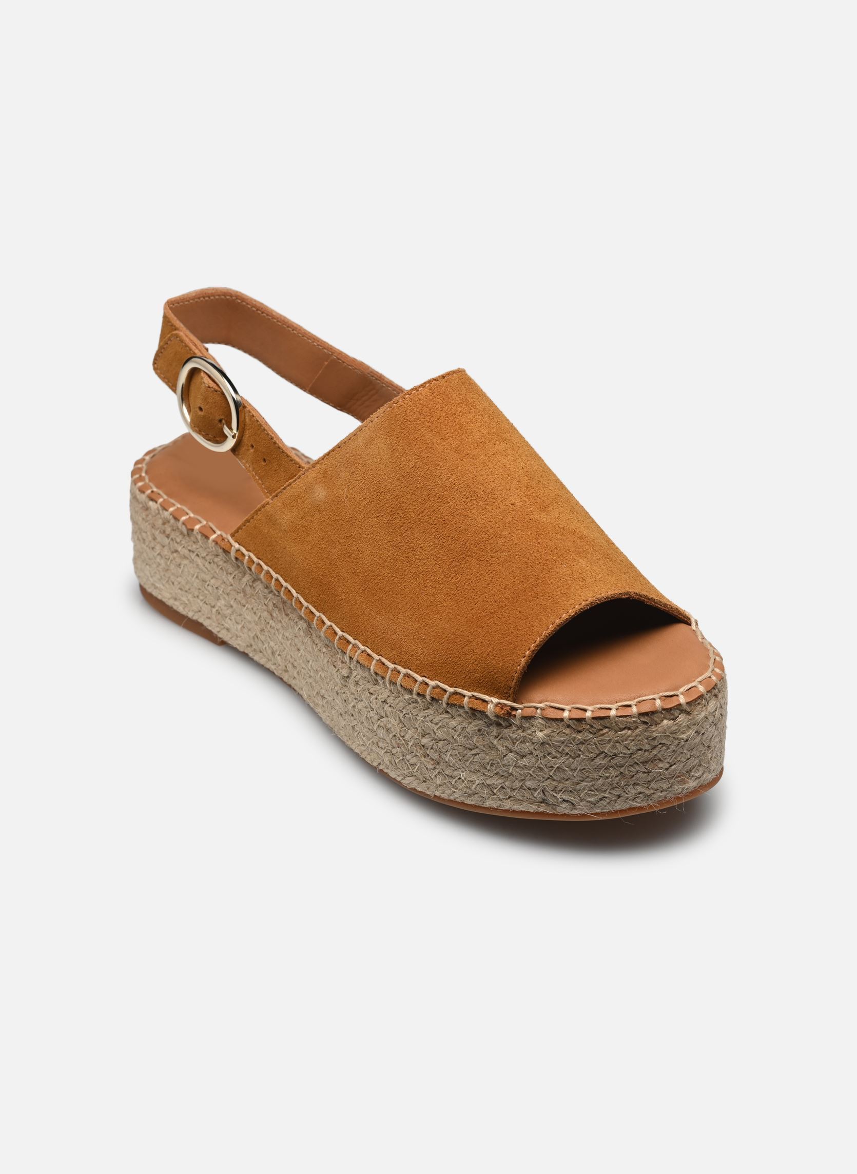 Espadrilles met sleehak en plateau Maya dames bruin Odaje Espadrilles met sleehak en plateau Maya dames bruin SUÈDE AMBRE