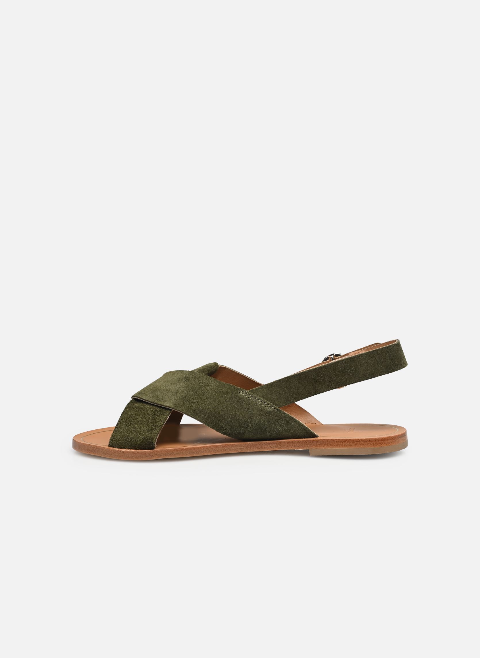 Platte sandalen Paloma dames groen Odaje Platte sandalen Paloma dames groen SUÈDE KAKI