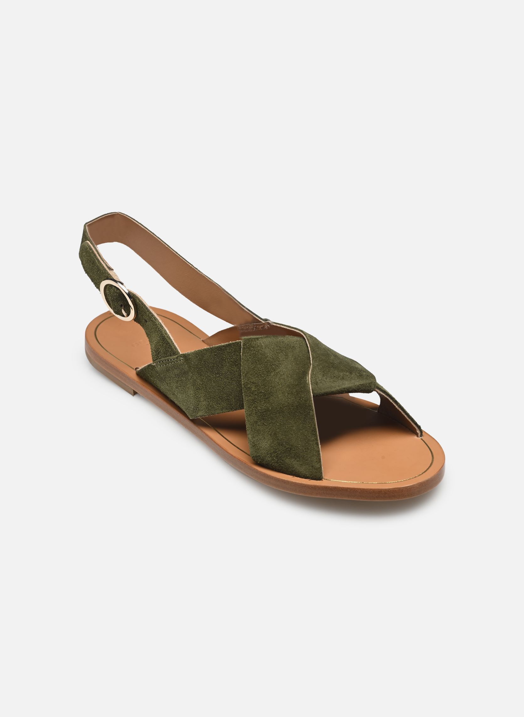 Platte sandalen Paloma dames groen Odaje Platte sandalen Paloma dames groen SUÈDE KAKI