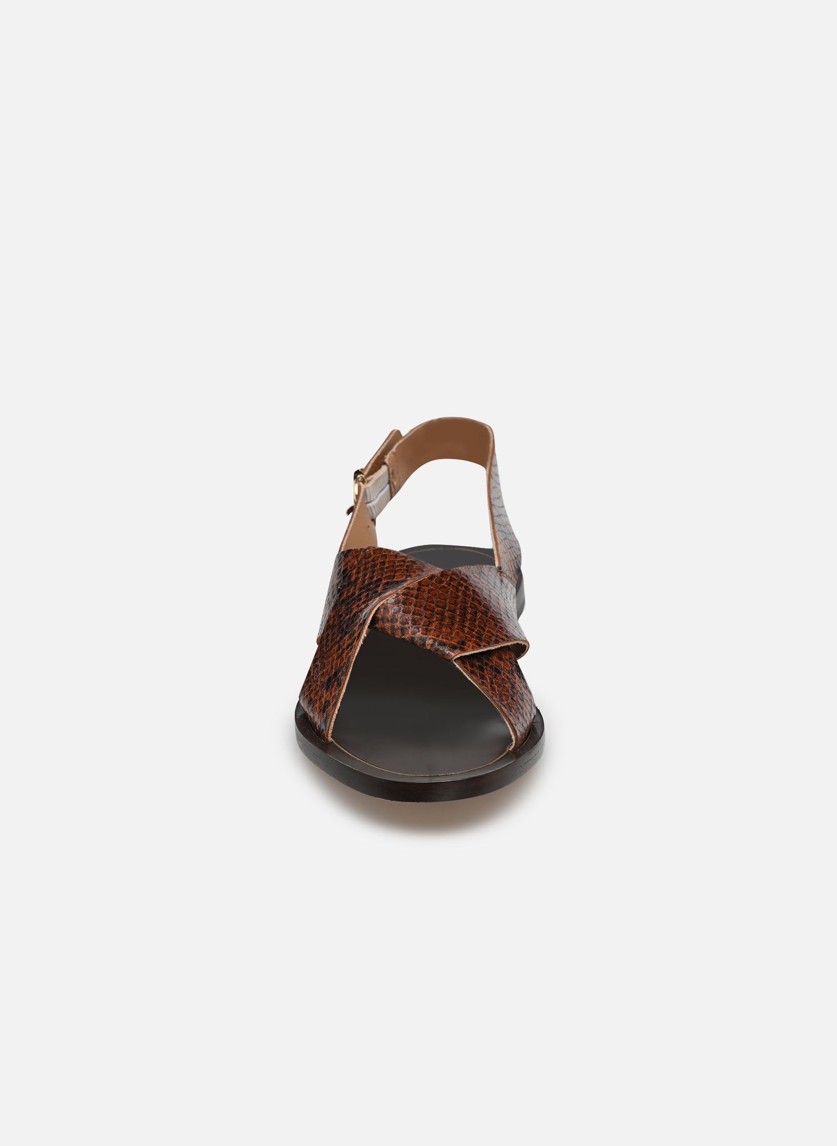 Platte sandalen Paloma dames zwart Odaje Platte sandalen Paloma dames zwart CUIR PYTHON MARRON
