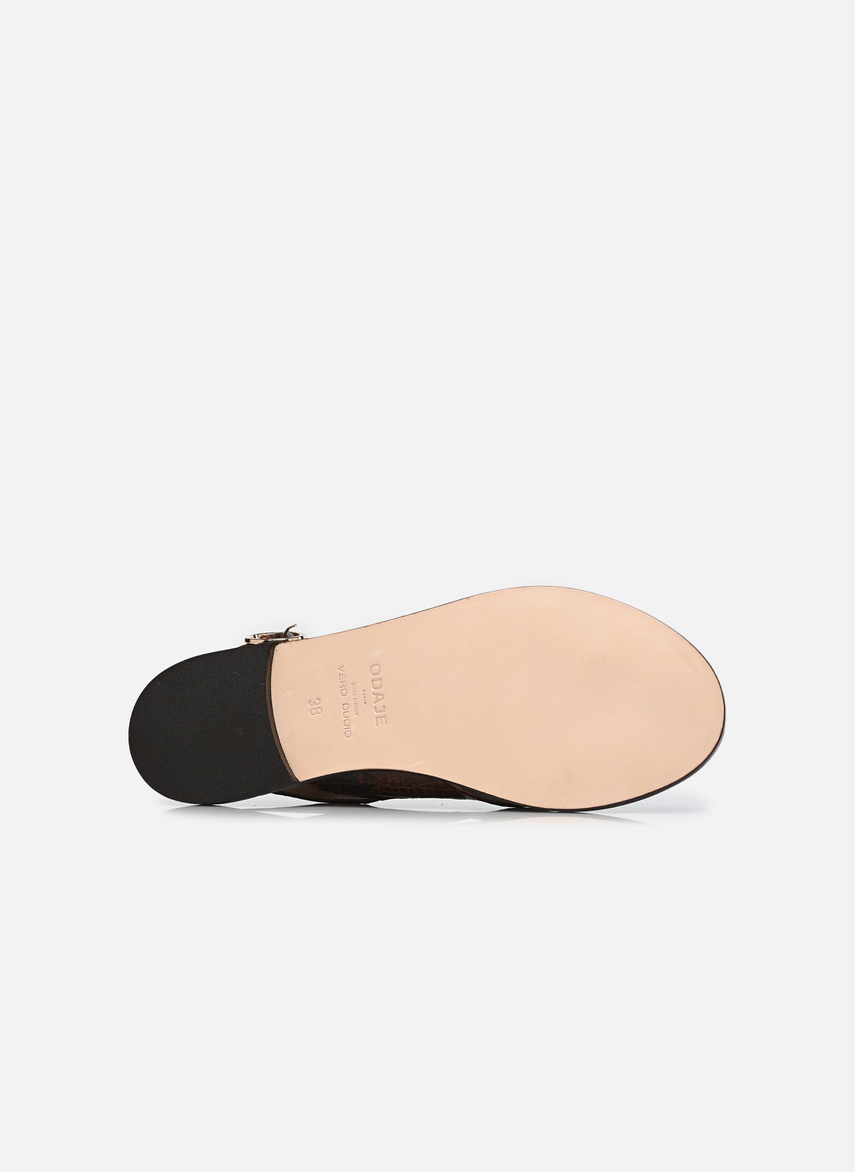 Platte sandalen Paloma dames zwart Odaje Platte sandalen Paloma dames zwart CUIR PYTHON MARRON