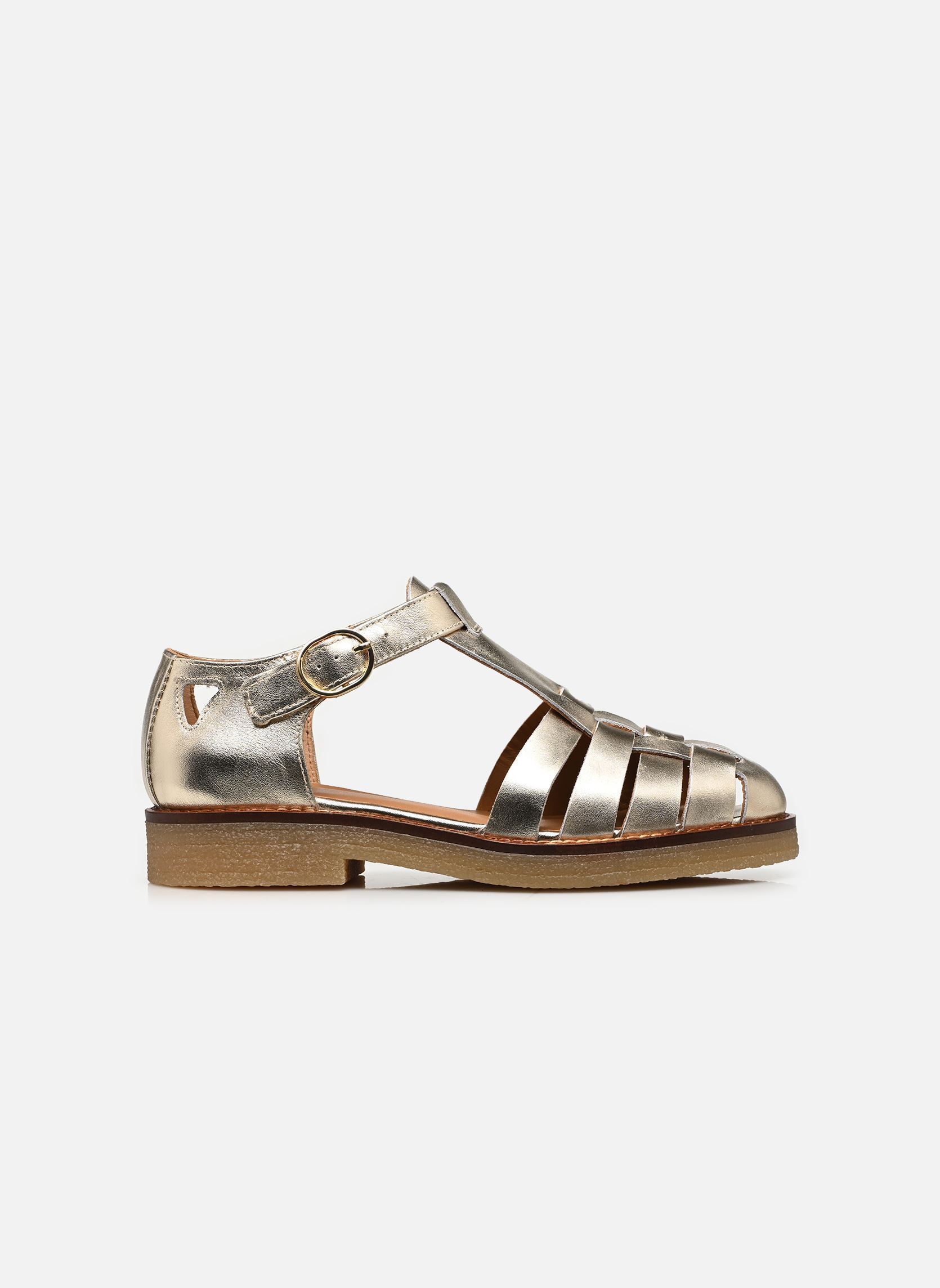 Platte sandalen Charlie dames goud en brons Odaje Platte sandalen Charlie dames goud en brons CUIR DORÉ