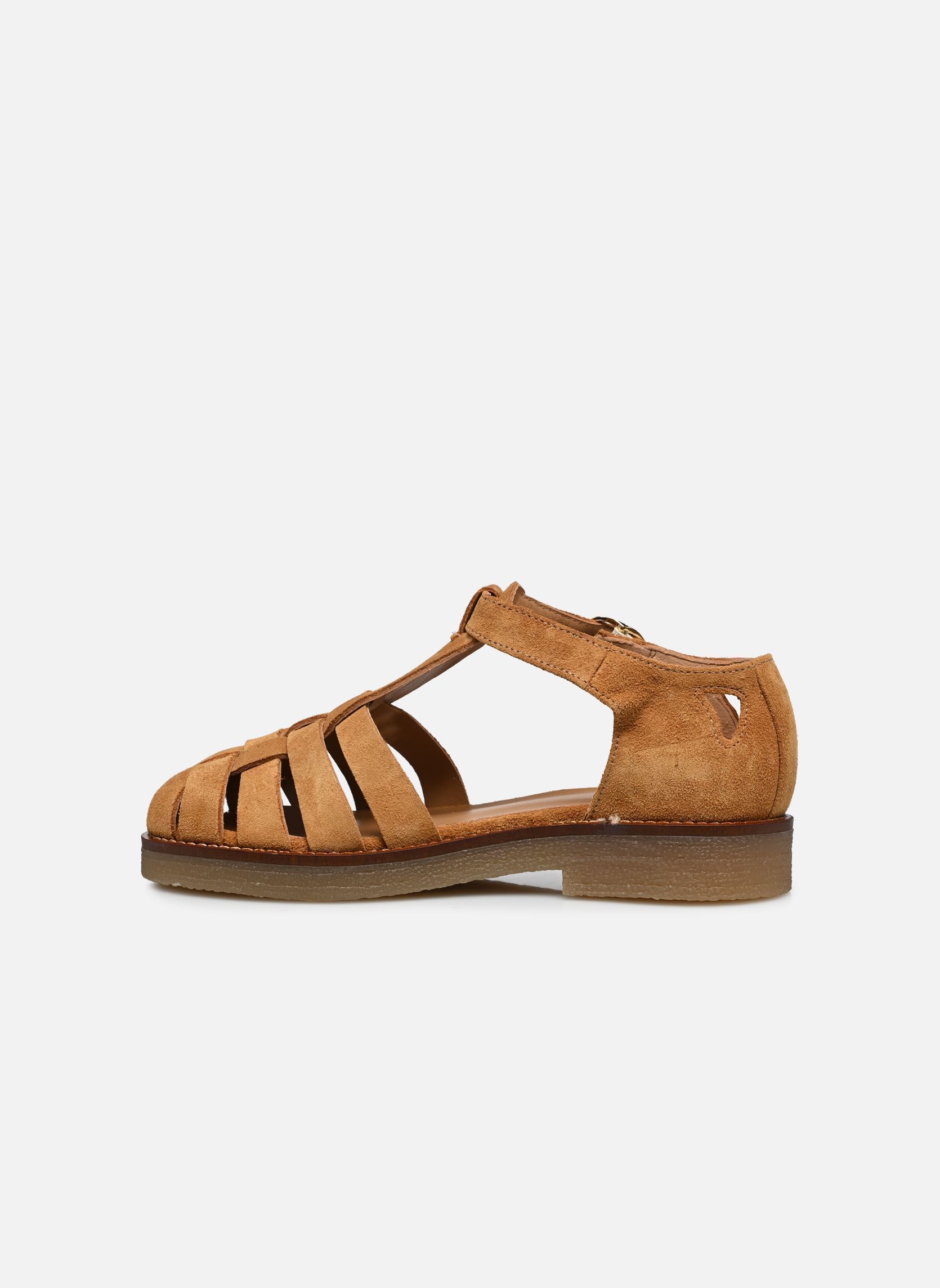 Sandales plates Charlie femme marron Odaje Sandales plates Charlie femme marron SUÈDE AMBRE