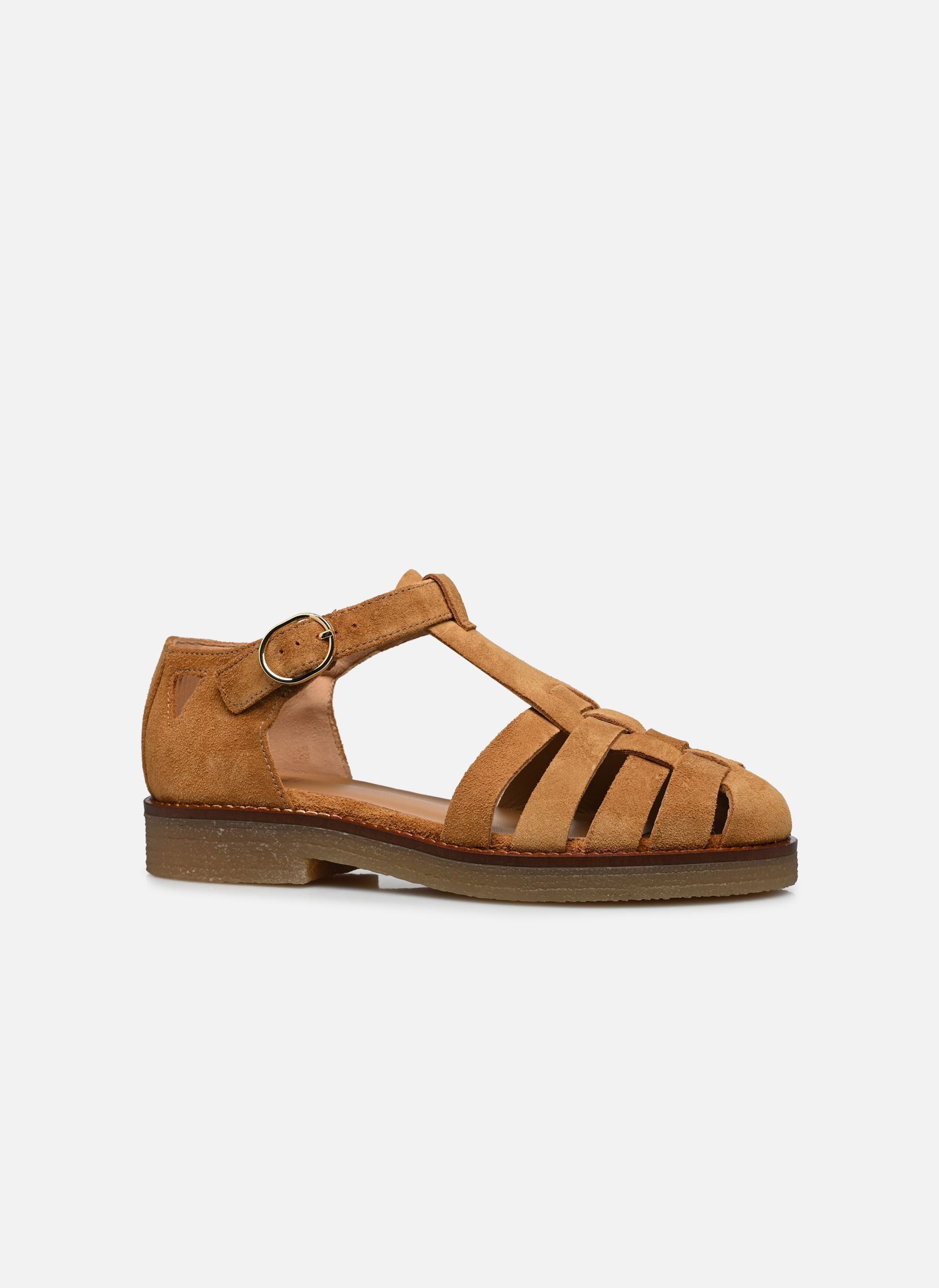 Sandales plates Charlie femme marron Odaje Sandales plates Charlie femme marron SUÈDE AMBRE