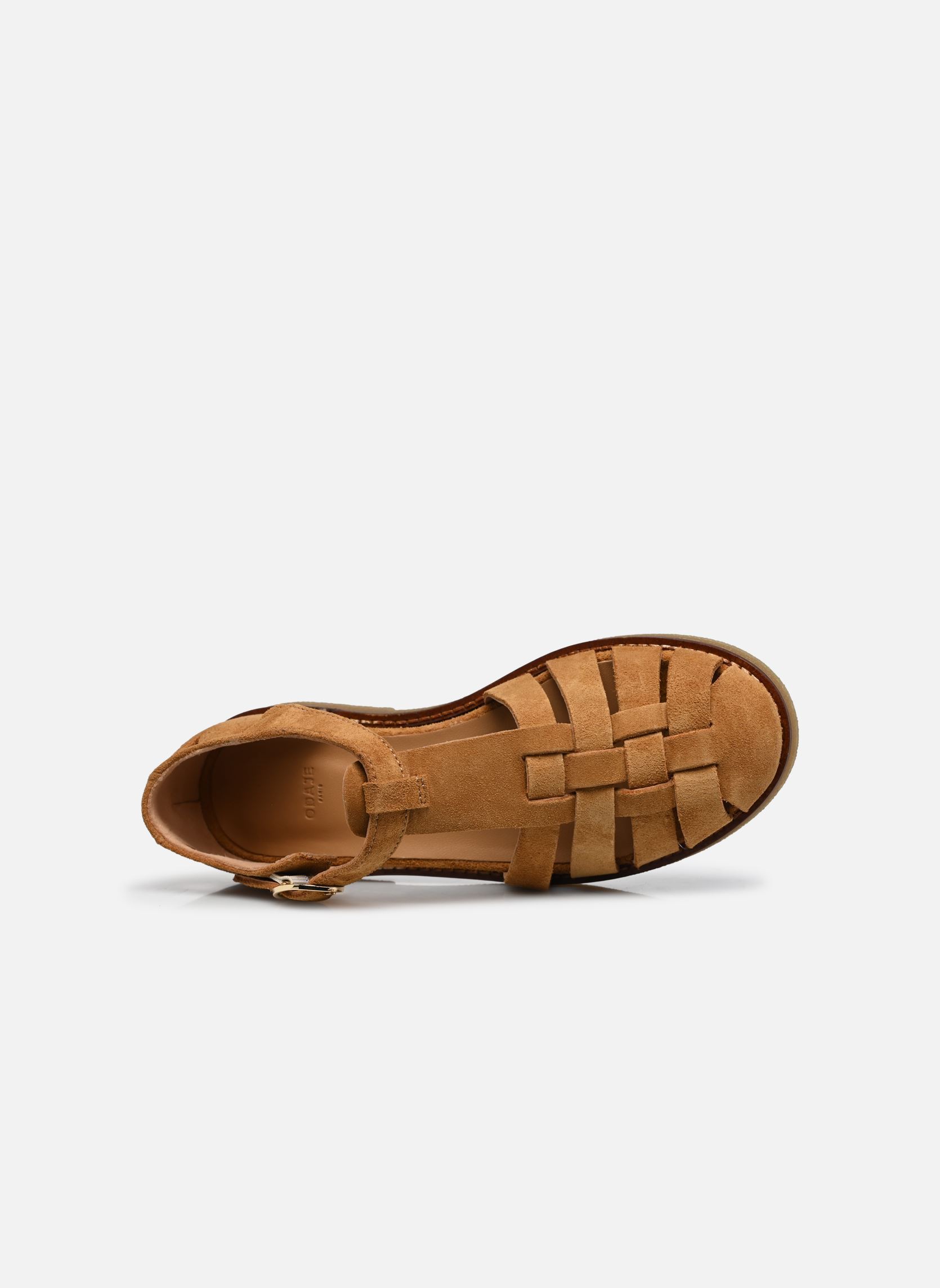 Sandales plates Charlie femme marron Odaje Sandales plates Charlie femme marron SUÈDE AMBRE