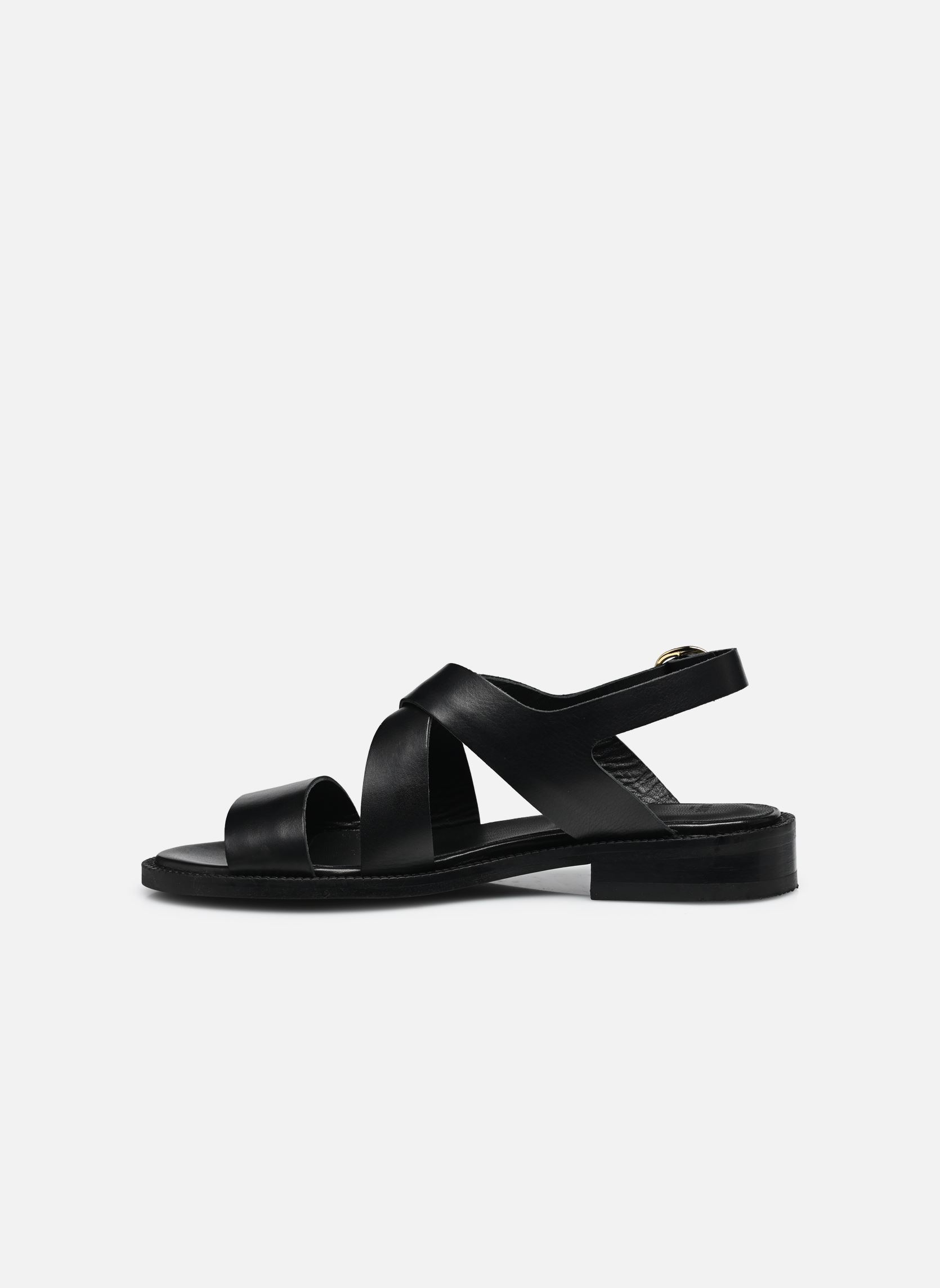 Flache Sandalen Iris damen schwarz Odaje Flache Sandalen Iris damen schwarz CUIR NOIR