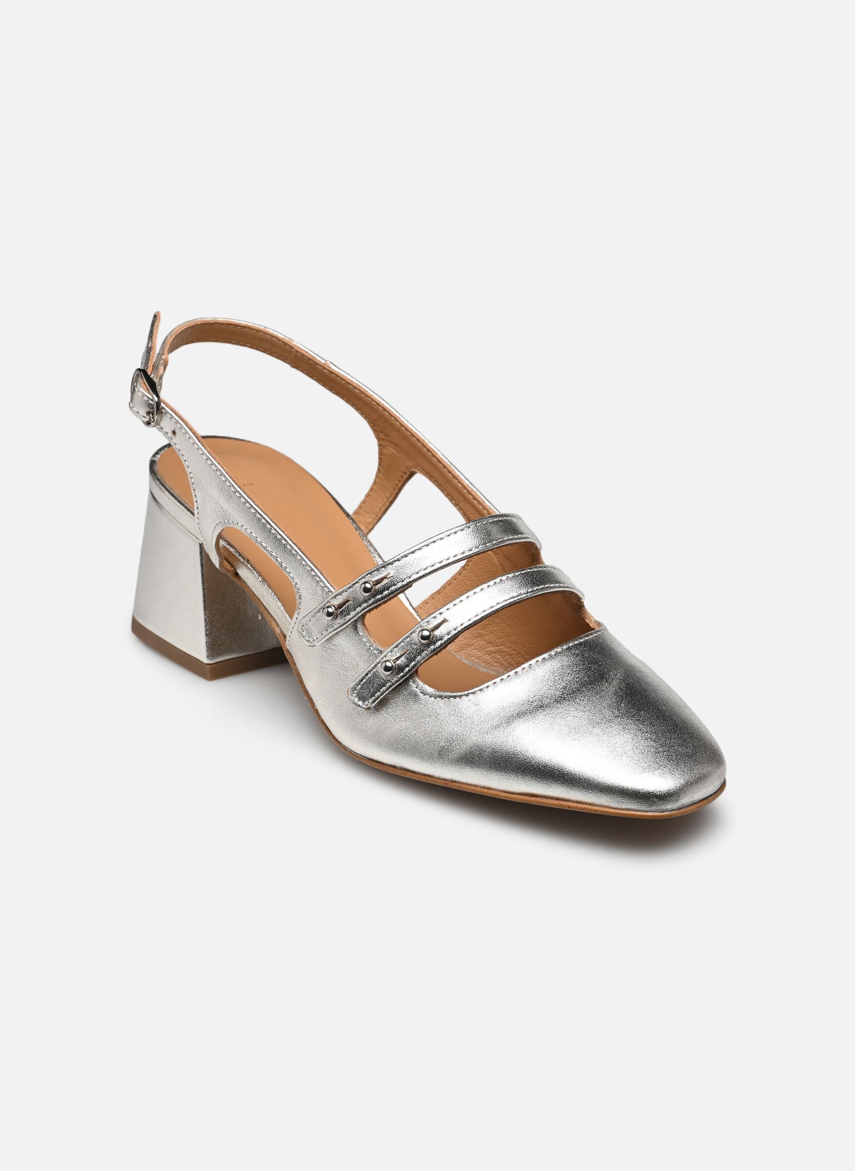 Pumps mit Riemchen Soline damen silber Odaje Pumps mit Riemchen Soline damen silber CUIR PLISSÉ ARGENTÉ