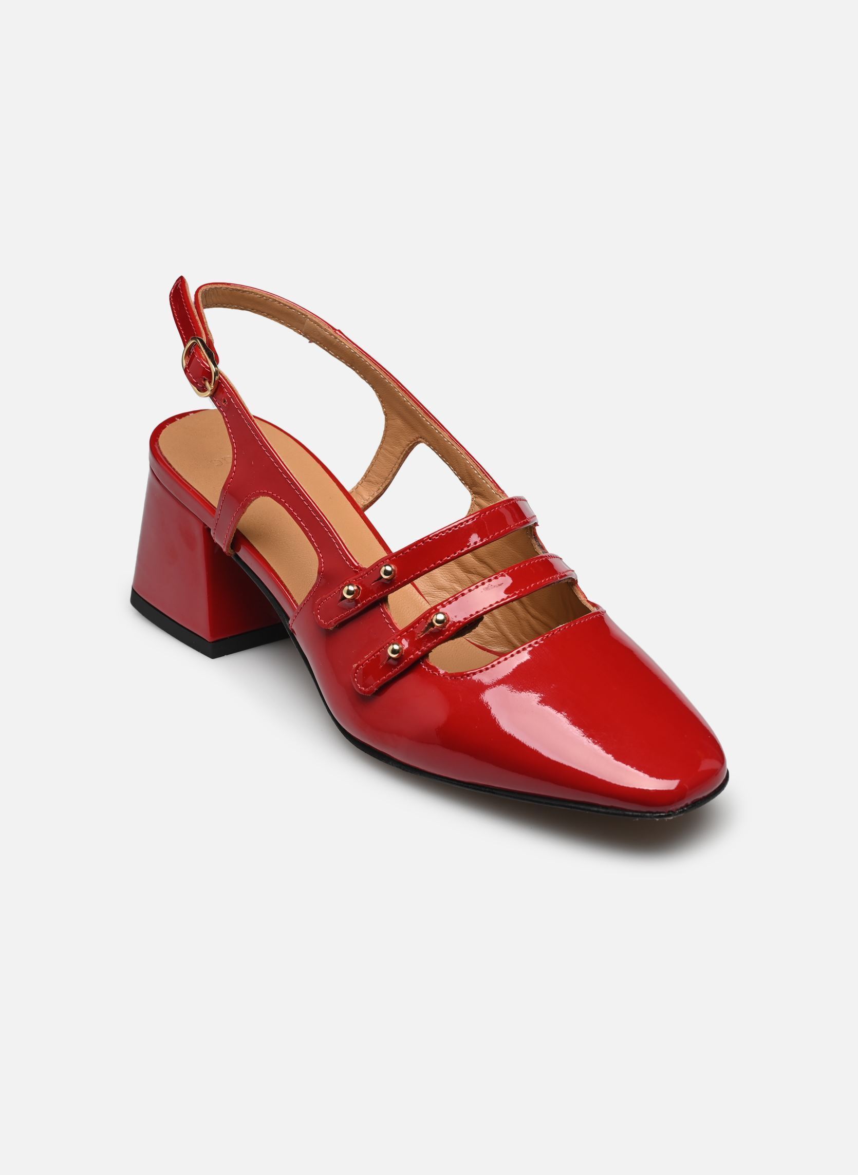 Escarpins à brides Soline femme rouge Odaje Escarpins à brides Soline femme rouge CUIR VERNI ROUGE