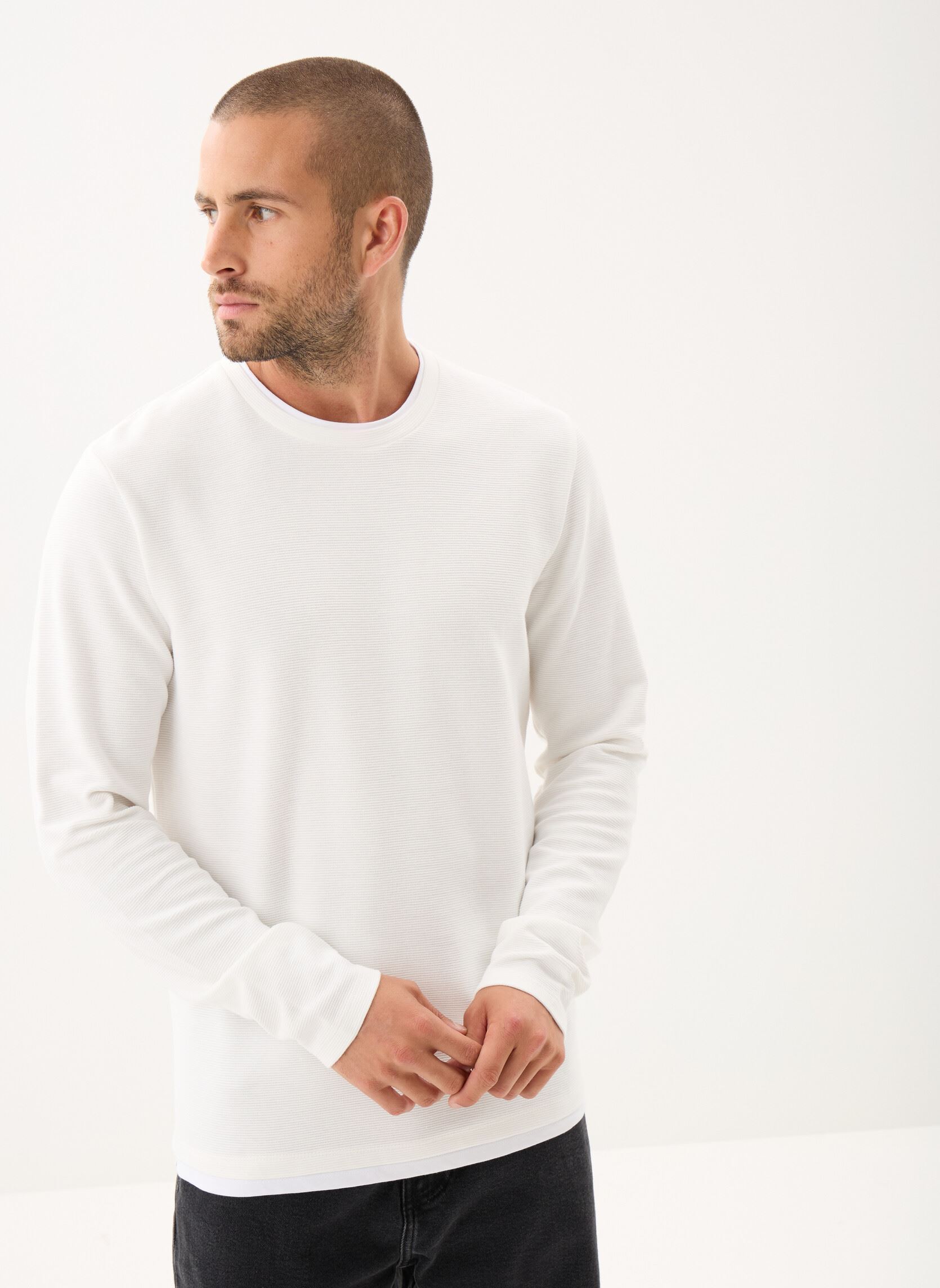 Tee-shirts manches longues TURIN homme blanc Marvin&Co Tee-shirts manches longues TURIN homme blanc COCONUT MILK