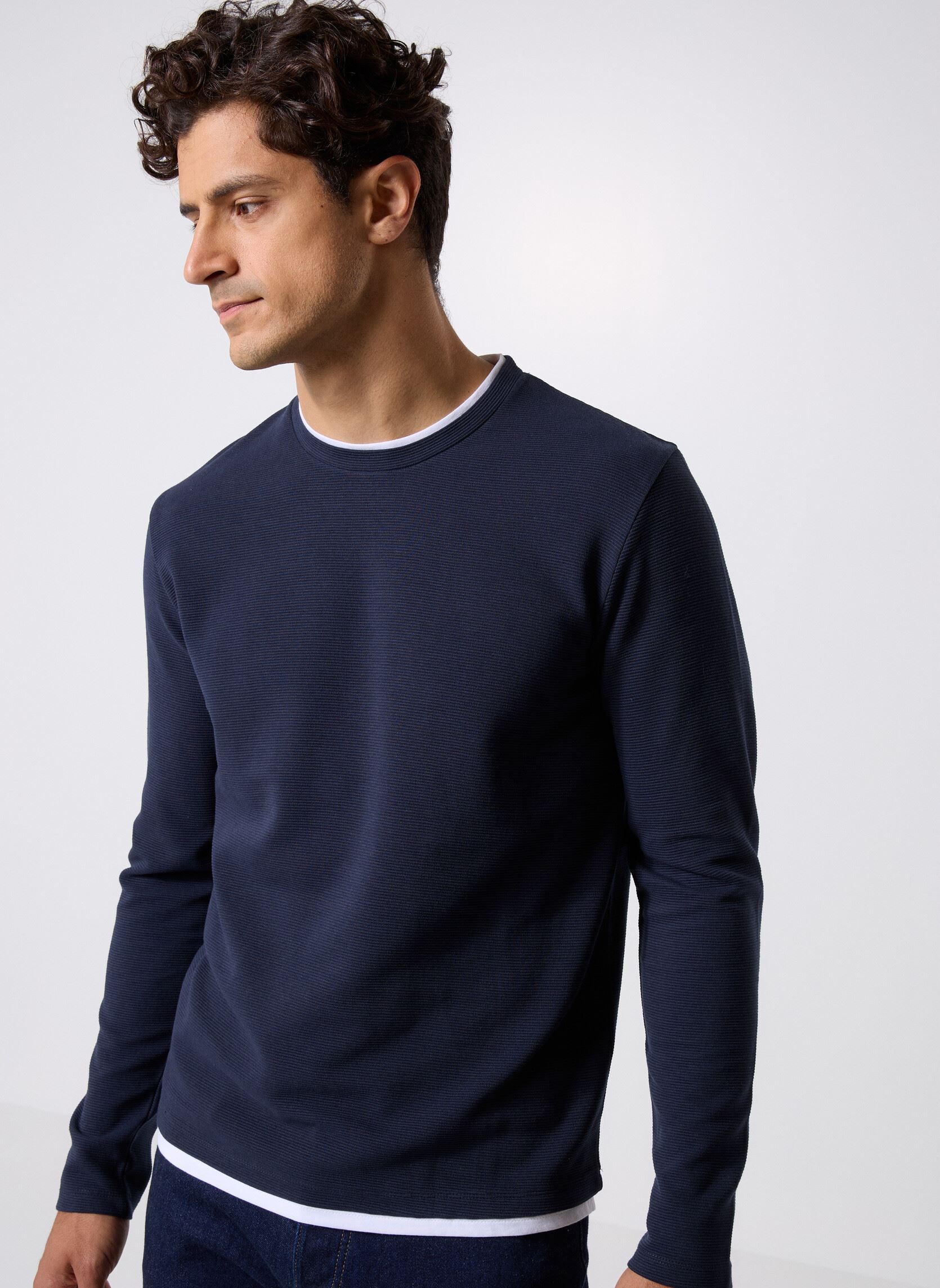 Tee-shirts manches longues TURIN homme bleu Marvin&Co Tee-shirts manches longues TURIN homme bleu SKY CAPTAIN