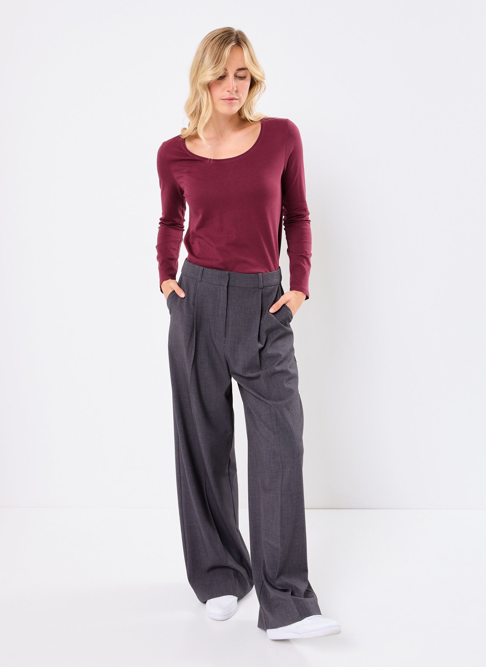 Tee-shirts manches longues TESS femme marron MADE BY Tee-shirts manches longues TESS femme marron MAROON BANNER