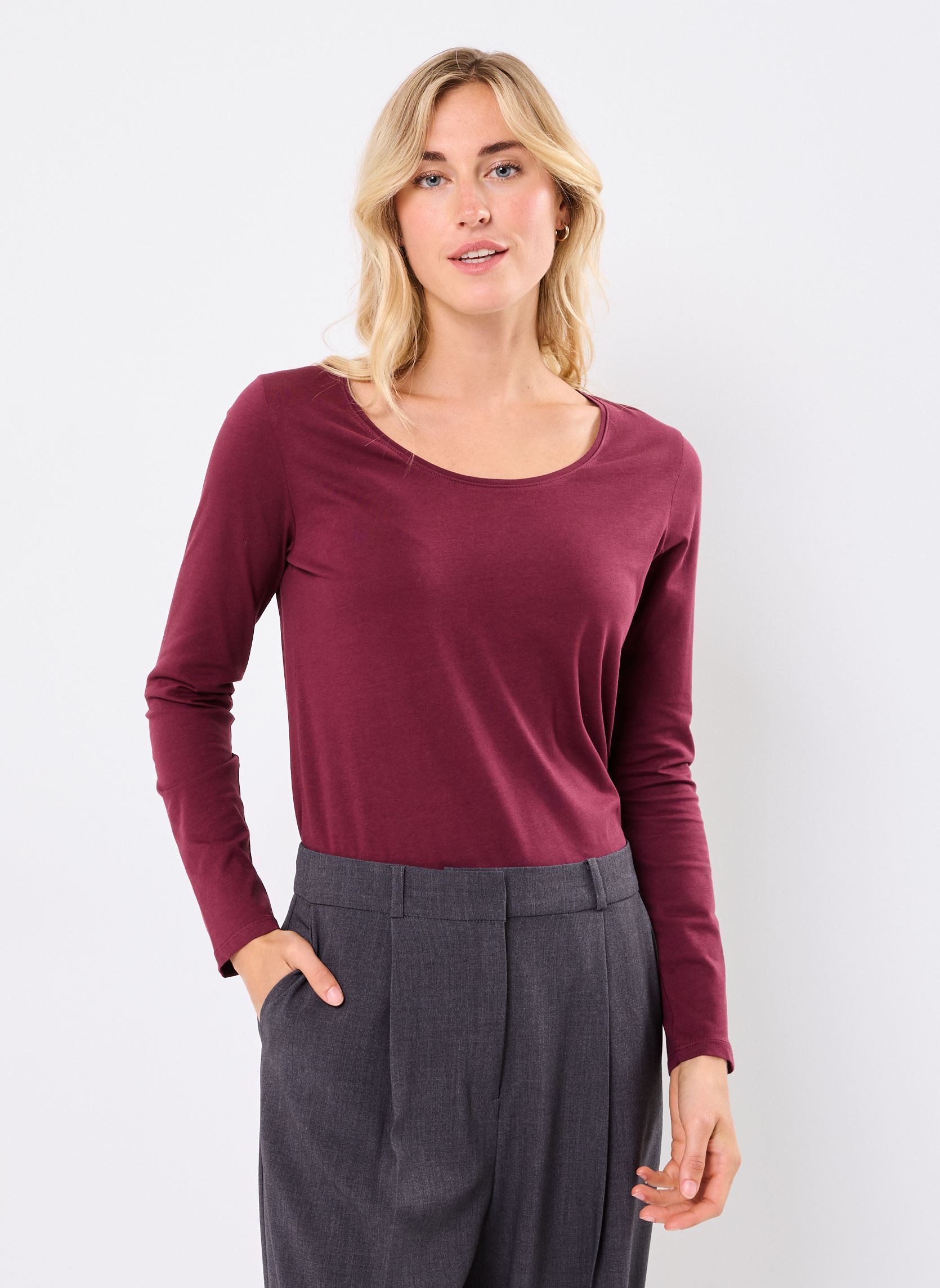 Tee-shirts manches longues TESS femme marron MADE BY Tee-shirts manches longues TESS femme marron MAROON BANNER