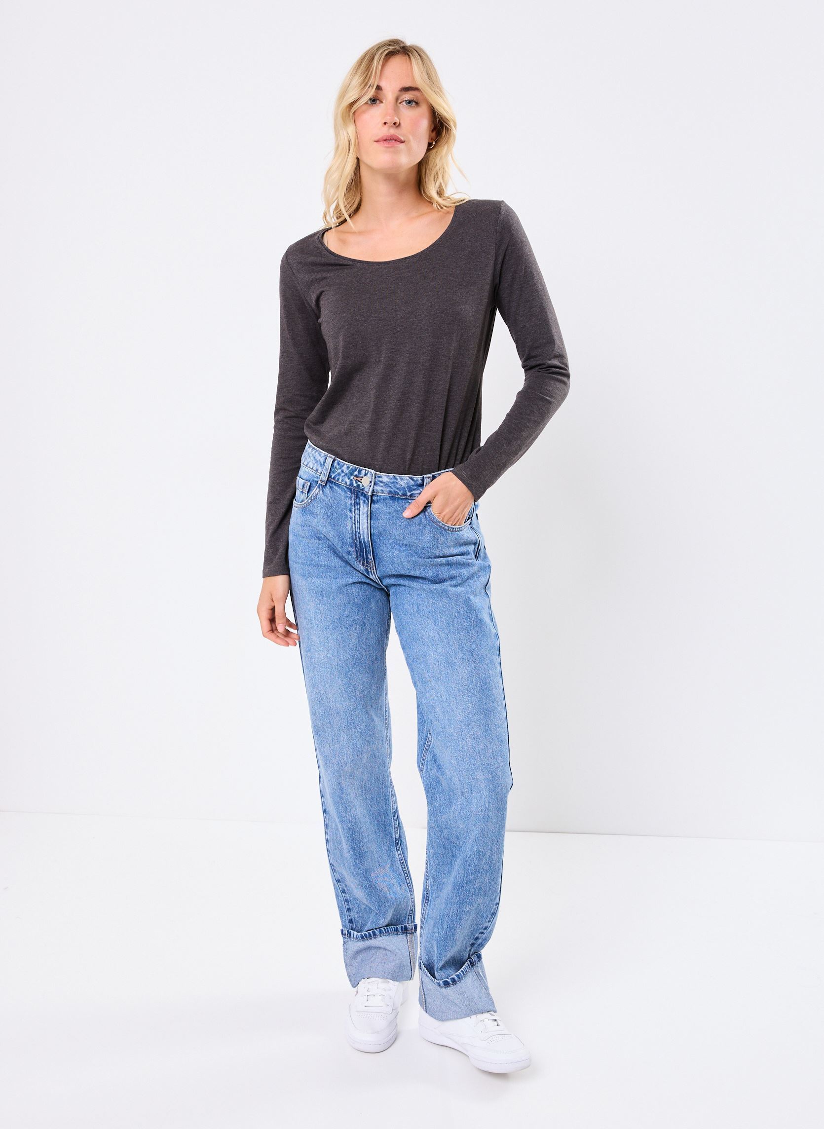 Tee-shirts manches longues TESSINE femme gris MADE BY Tee-shirts manches longues TESSINE femme gris ANTRACITE CHINE