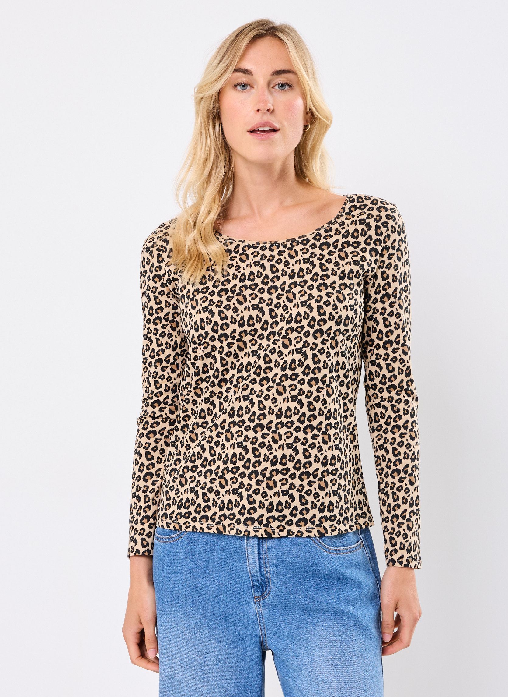 Tee-shirts manches longues TESSLEO femme beige MADE BY Tee-shirts manches longues TESSLEO femme beige IMP_LEOPARD SMALL_BEIGE