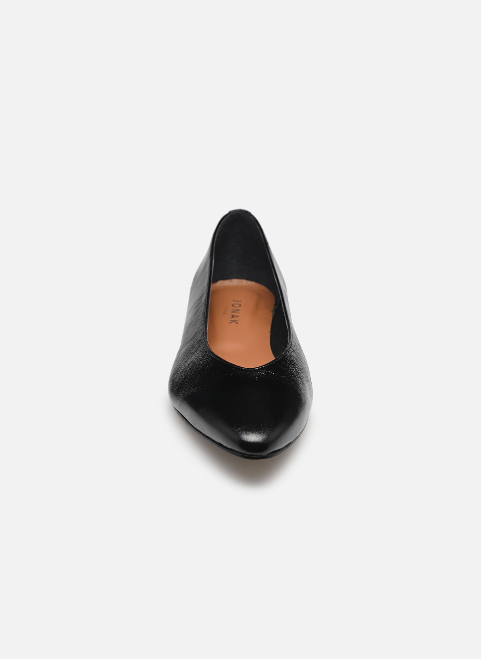 Ballerines à bouts pointus en cuir noir et beige | DENZEL