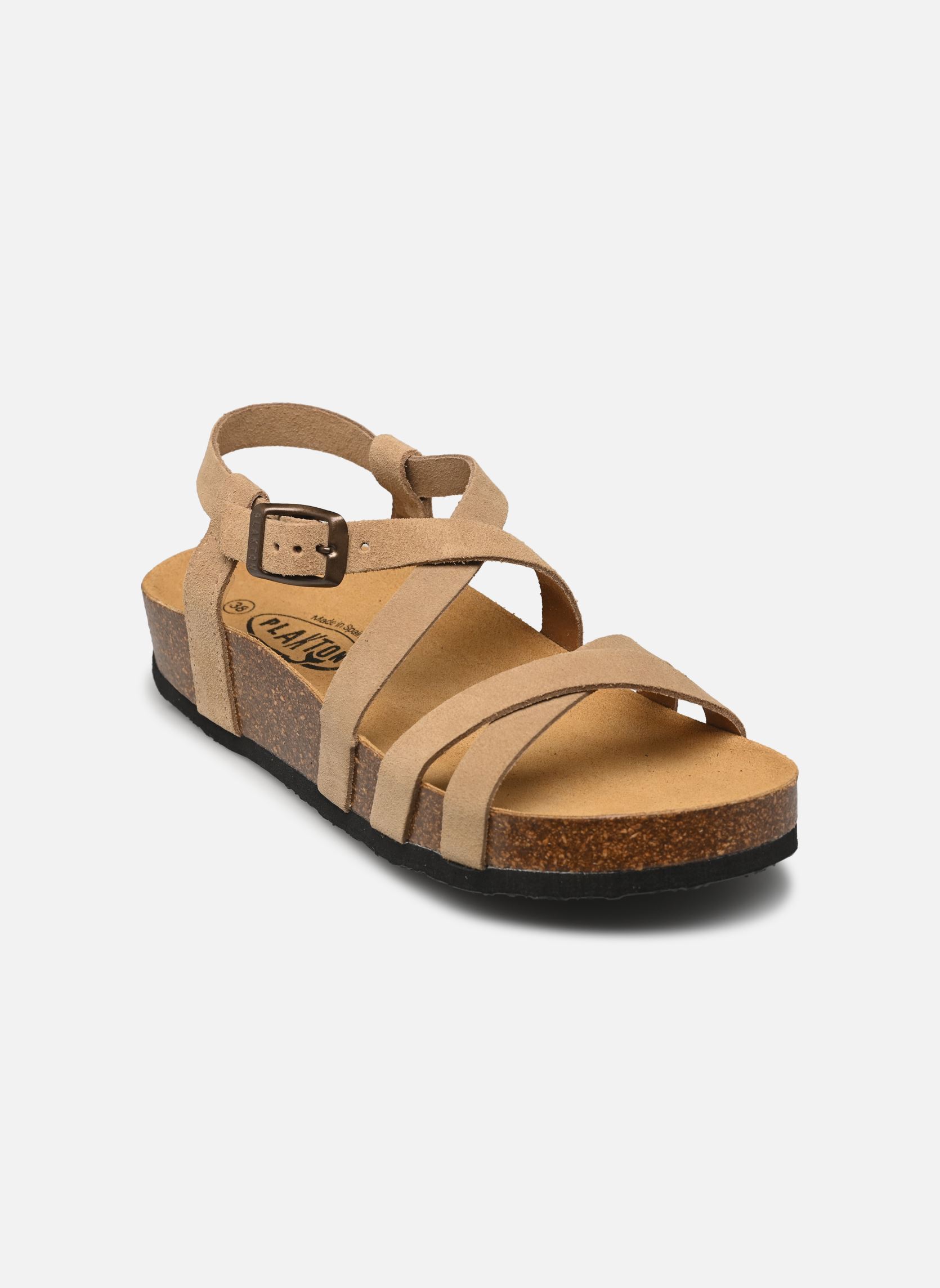 Sandalen met sleehak en plateau CP NEMO dames bruin Plakton Sandalen met sleehak en plateau CP NEMO dames bruin TAN 106 X