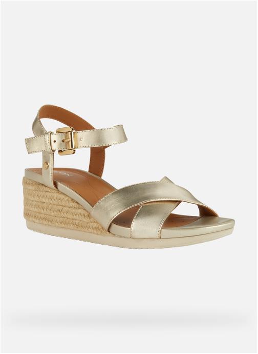 Geox Sandales D ISCHIA CORDA femme or et bronze
