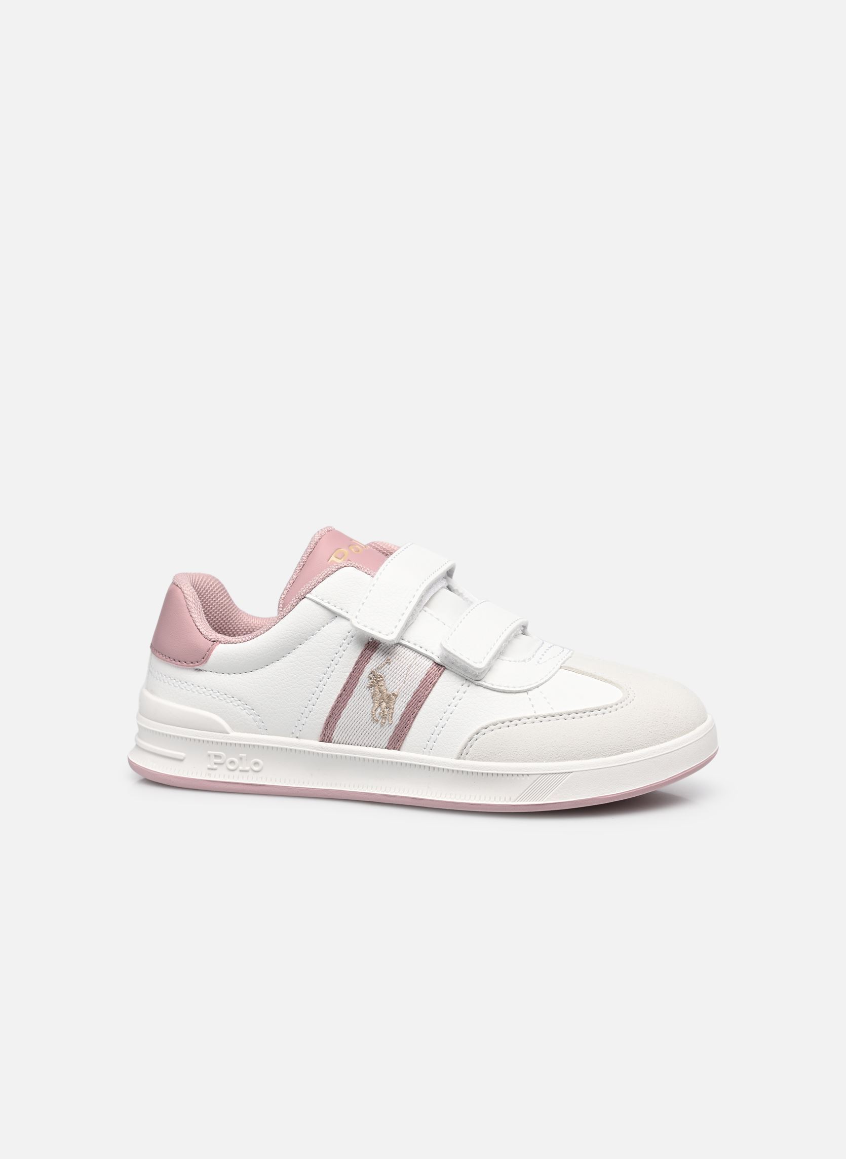Baskets basses HERITAGE COURT III T-TOE EZ fille blanc Polo Ralph Lauren Baskets basses HERITAGE COURT III T-TOE EZ fille blanc WHITE SMOOTH/BLUSH PINK W/ GOL