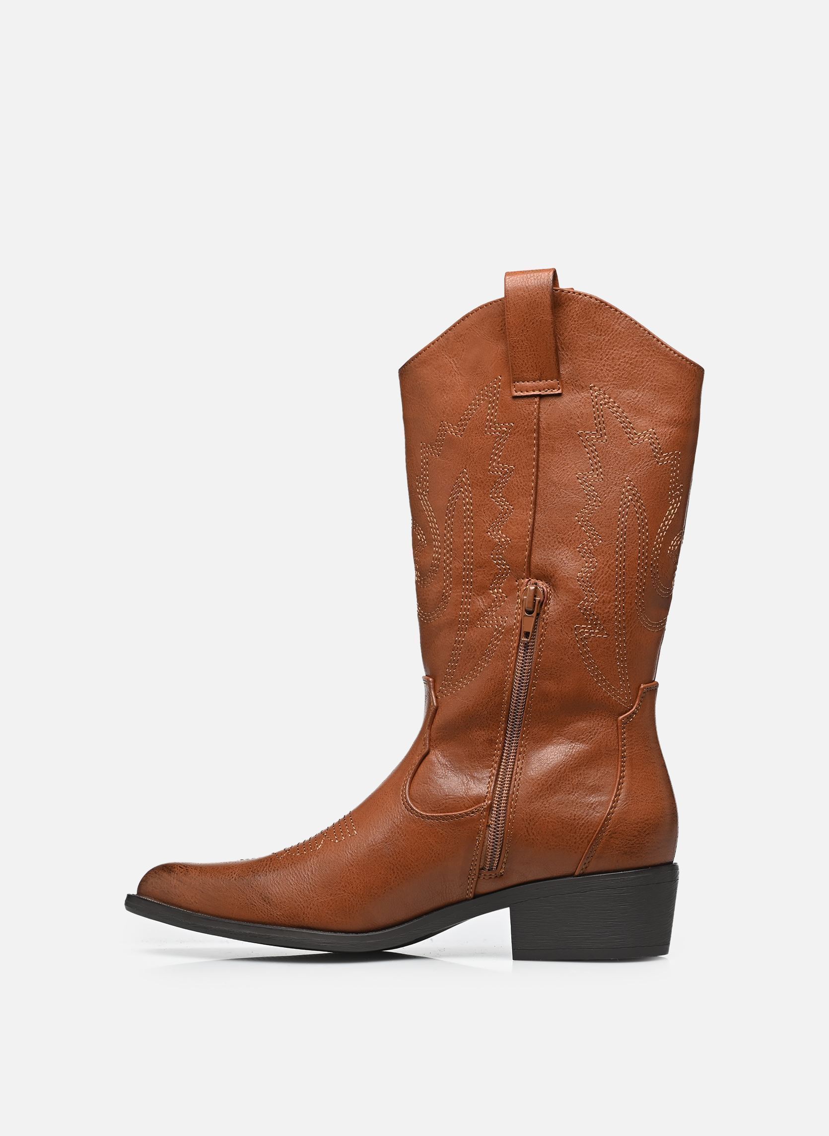 Bottines santiags Boots THYNON femme marron MADE BY Bottines santiags Boots THYNON femme marron Cognac