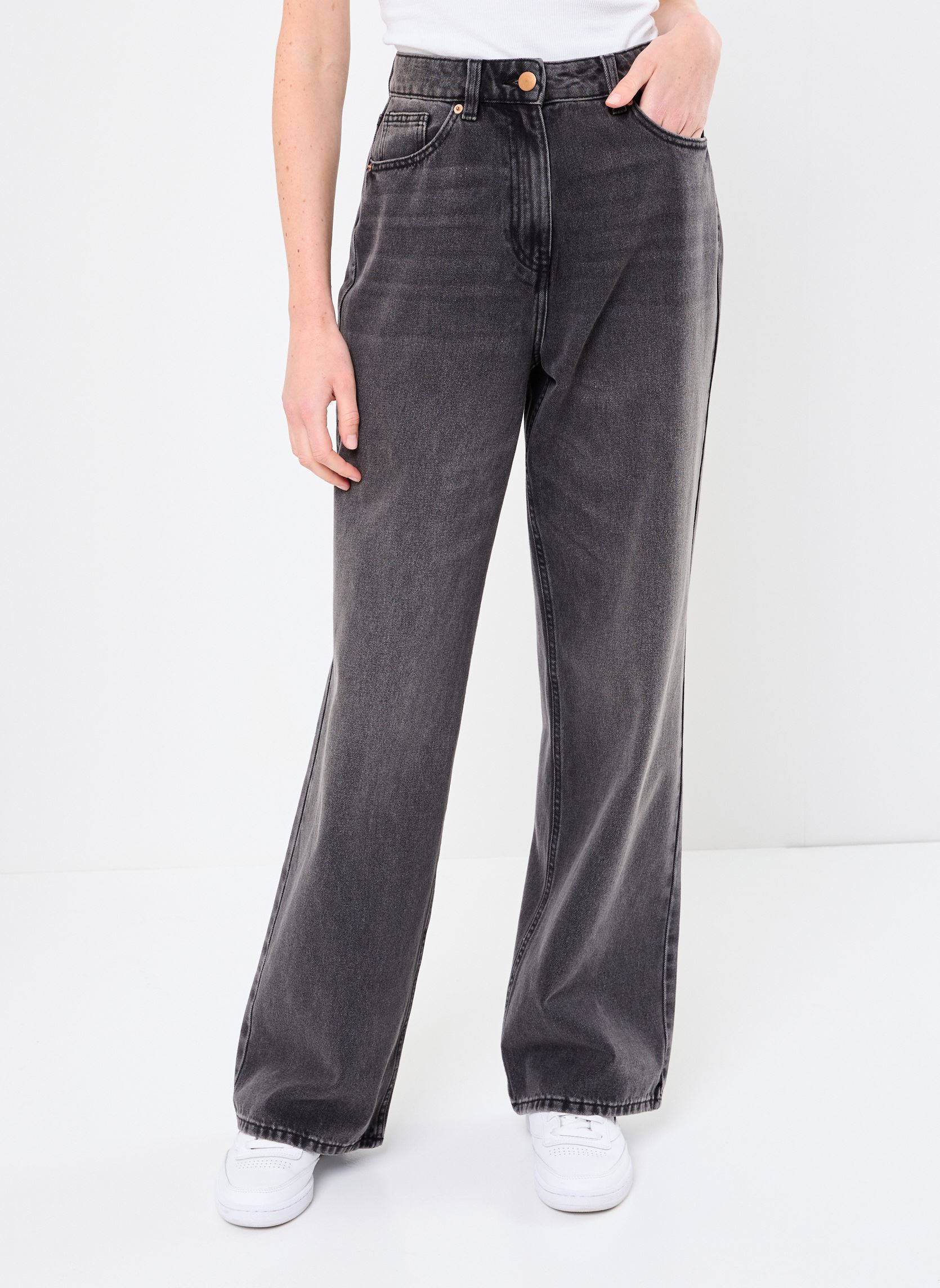 Wijde jeans / Flared Jeans PWIDE2 dames zwart MADE BY Wijde jeans / Flared Jeans PWIDE2 dames zwart DENIM BLACK