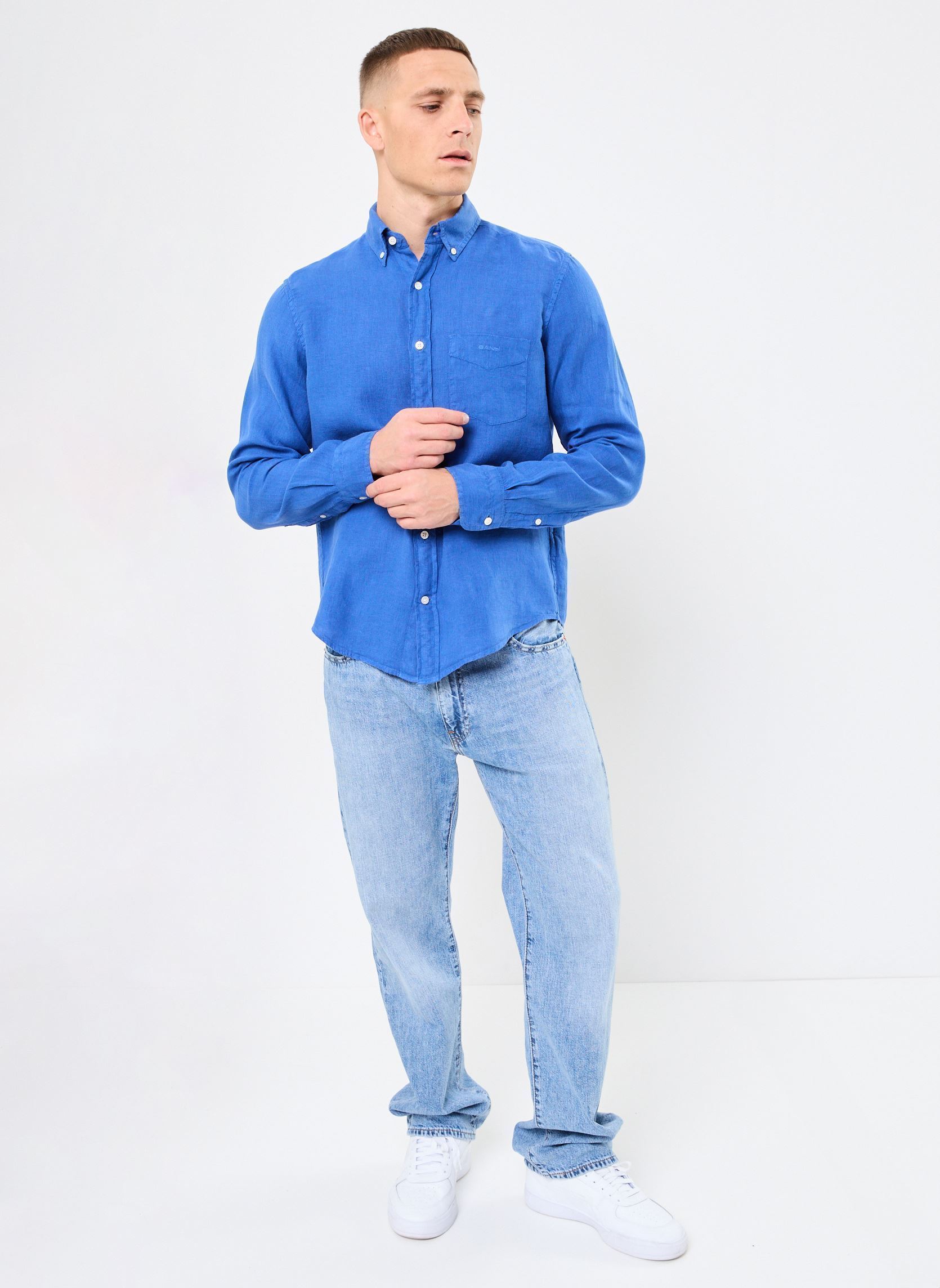 Hemden REG GMNT DYED LINEN SHIRT herren blau GANT Hemden REG GMNT DYED LINEN SHIRT herren blau BLEU ARMEE