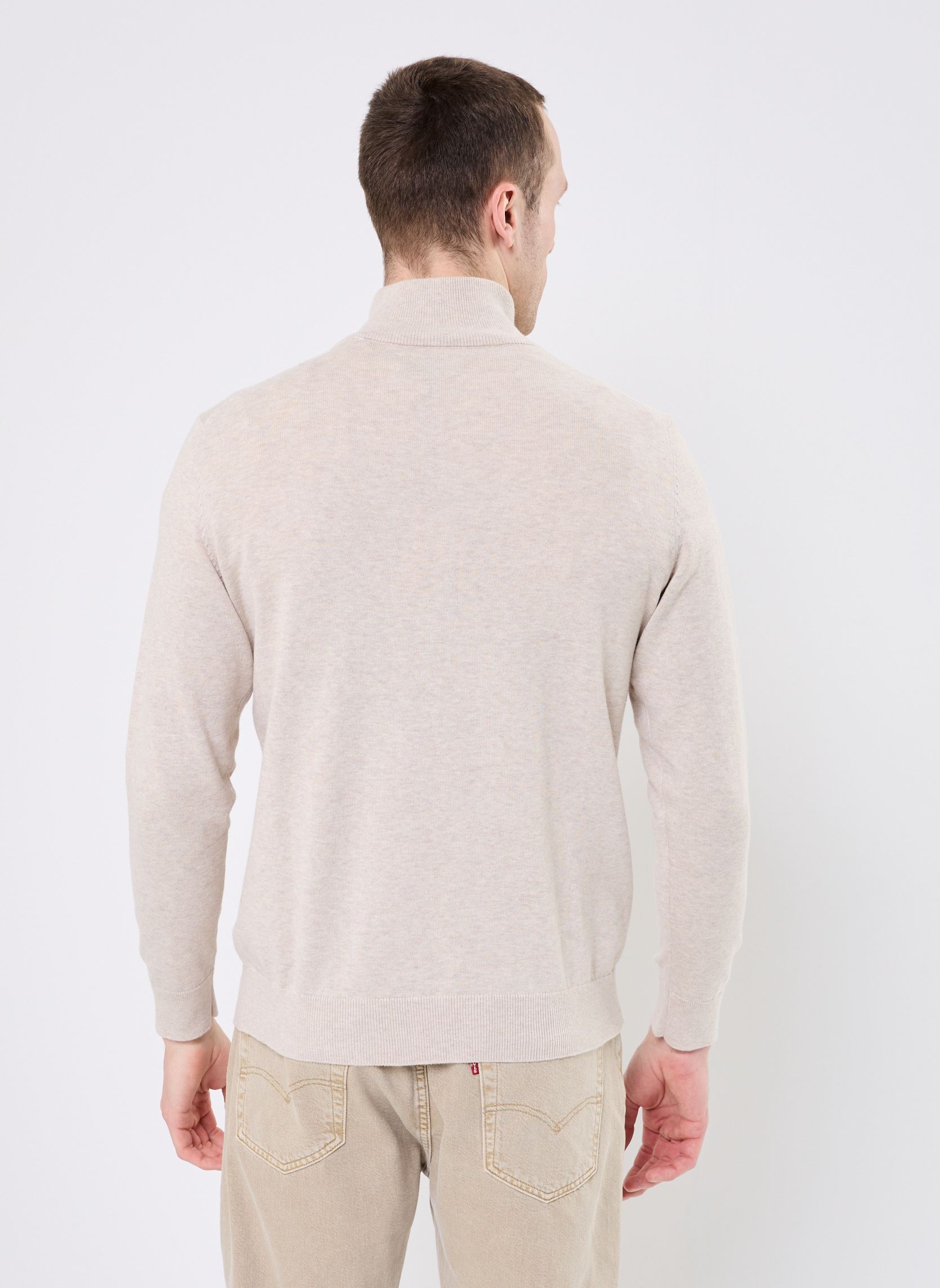 Truien CLASSIC COTTON HALFZIP heren beige GANT Truien CLASSIC COTTON HALFZIP heren beige ARGILE MELANGE