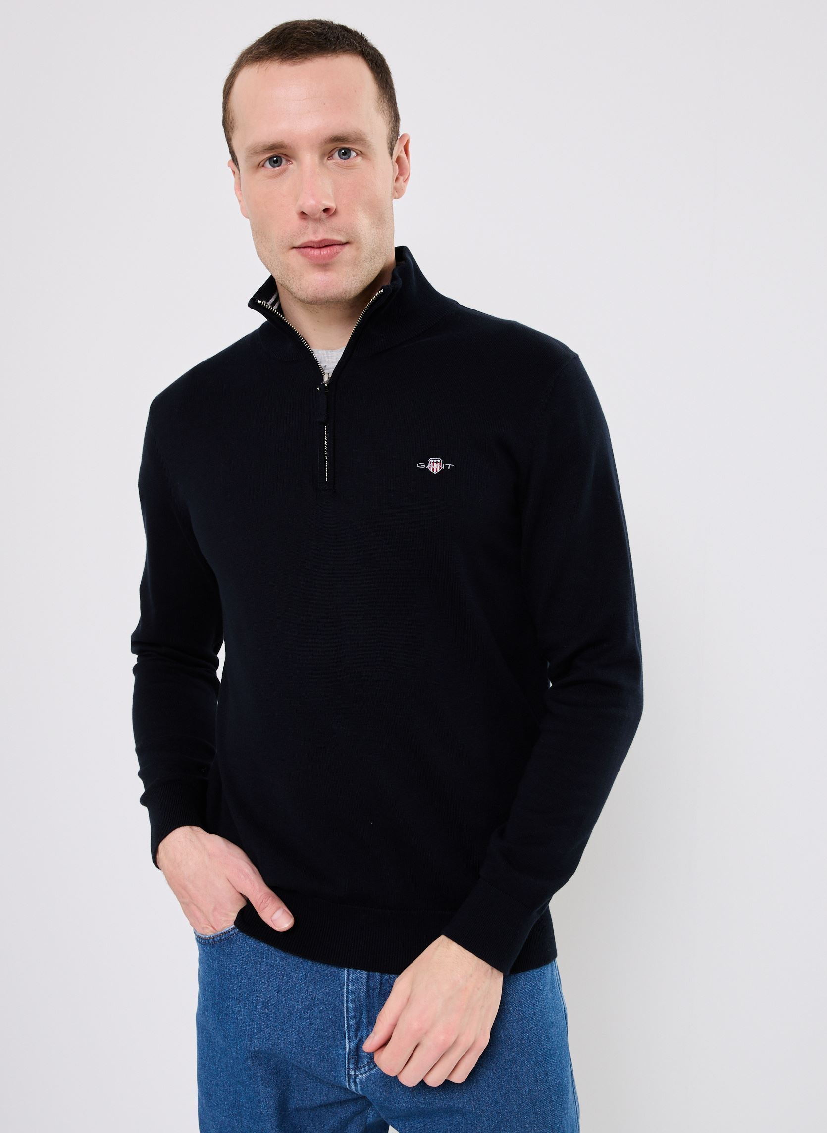 Pull Gant Tricot à demi zip en coton classique EU