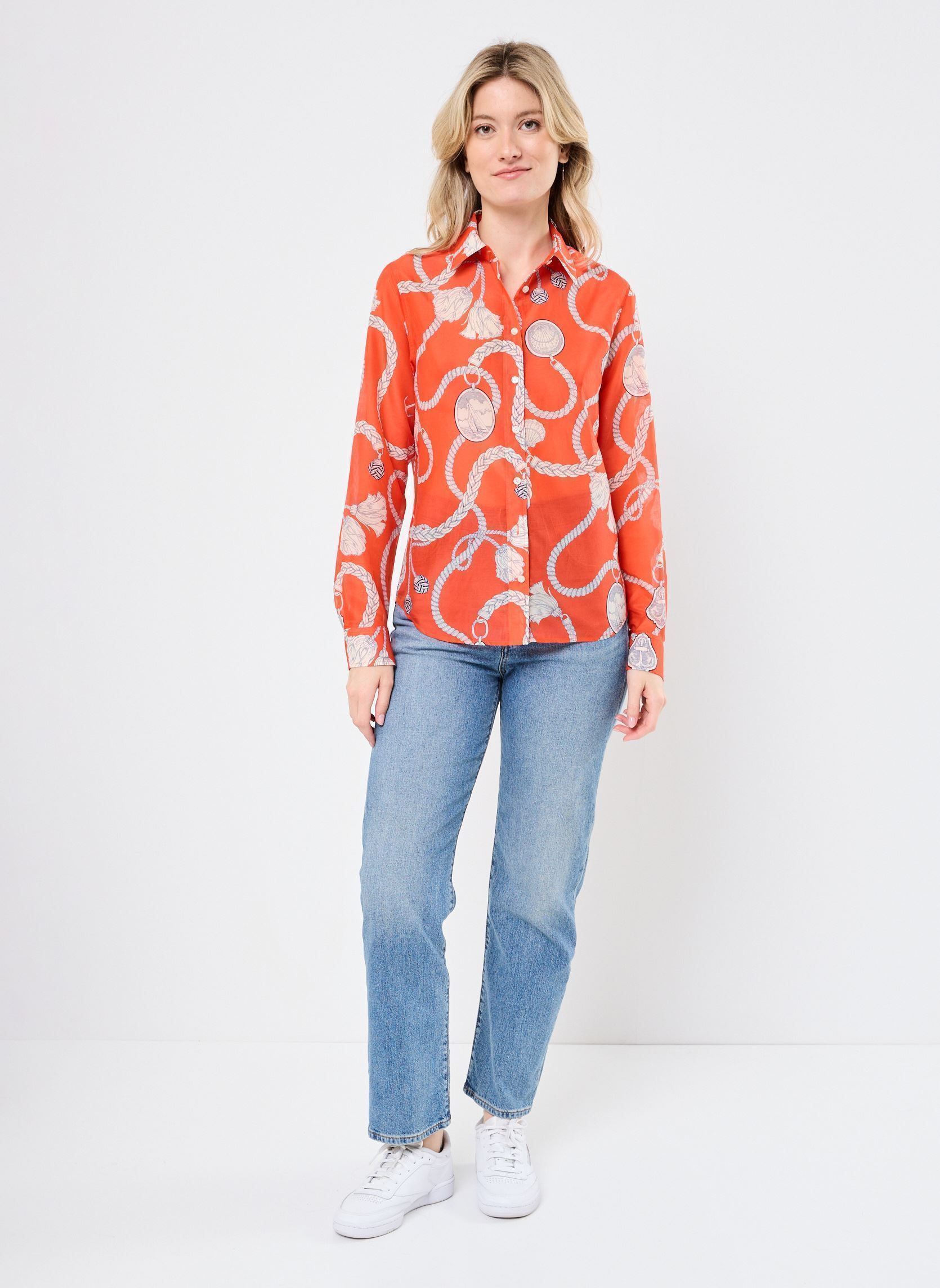Chemises manches longues REG SAILING PRINT COT SILK SHIRT femme orange GANT Chemises manches longues REG SAILING PRINT COT SILK SHIRT femme orange ROSE FROID MOYEN