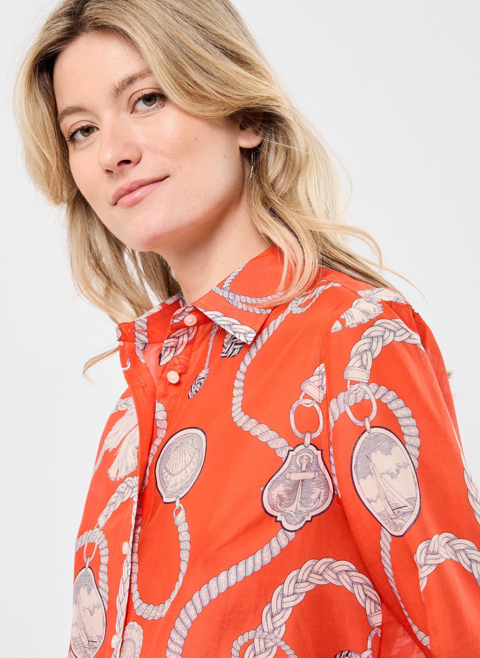 Chemises manches longues REG SAILING PRINT COT SILK SHIRT femme orange GANT Chemises manches longues REG SAILING PRINT COT SILK SHIRT femme orange ROSE FROID MOYEN